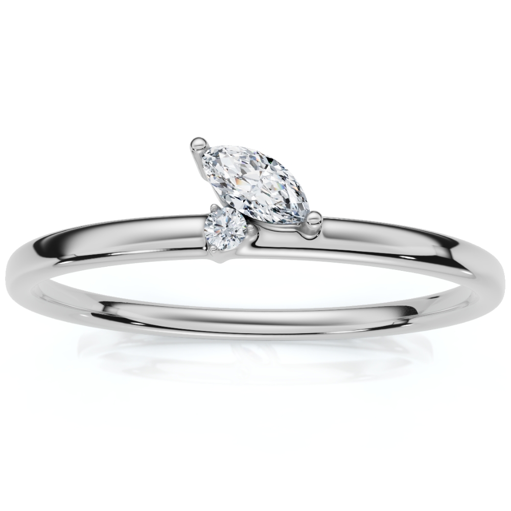 Marquise Diamond Stackable Wedding Ring Women's Anniversary Band 14k Gold - Picture 7 of 9
