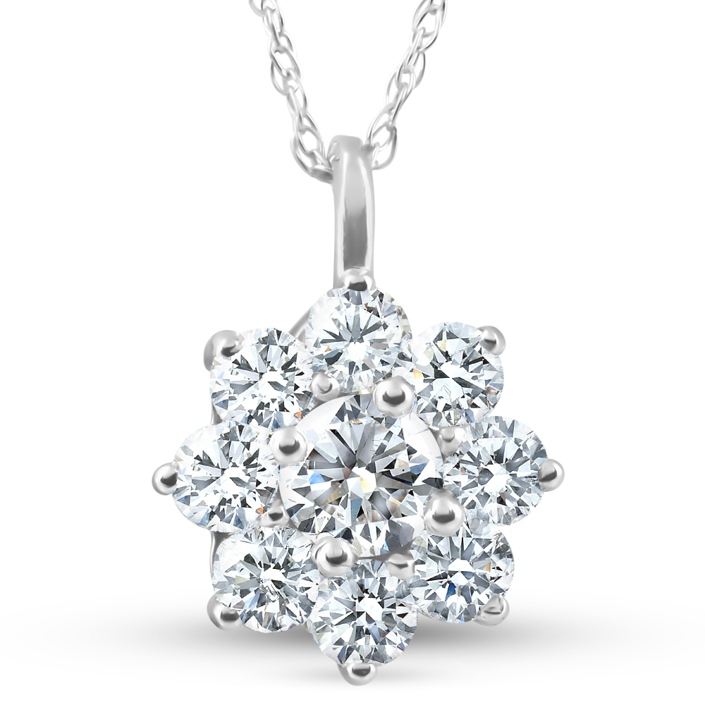 5/8Ct Diamond Halo Pendant White Gold 14k 18″ Necklace