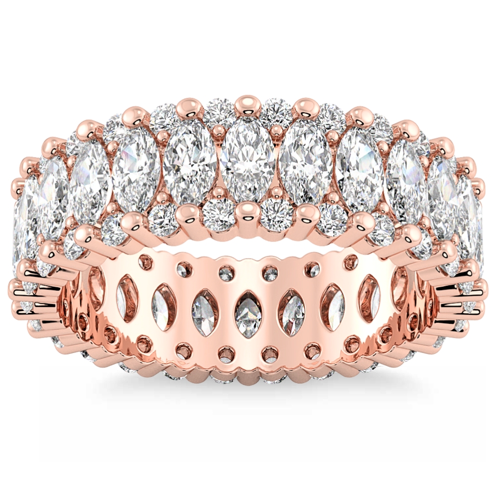 F/VS 6 Ct Marquise Diamond Eternity Ring 14k Gold Lab Grown Womens Eternity Band - Picture 7 of 8
