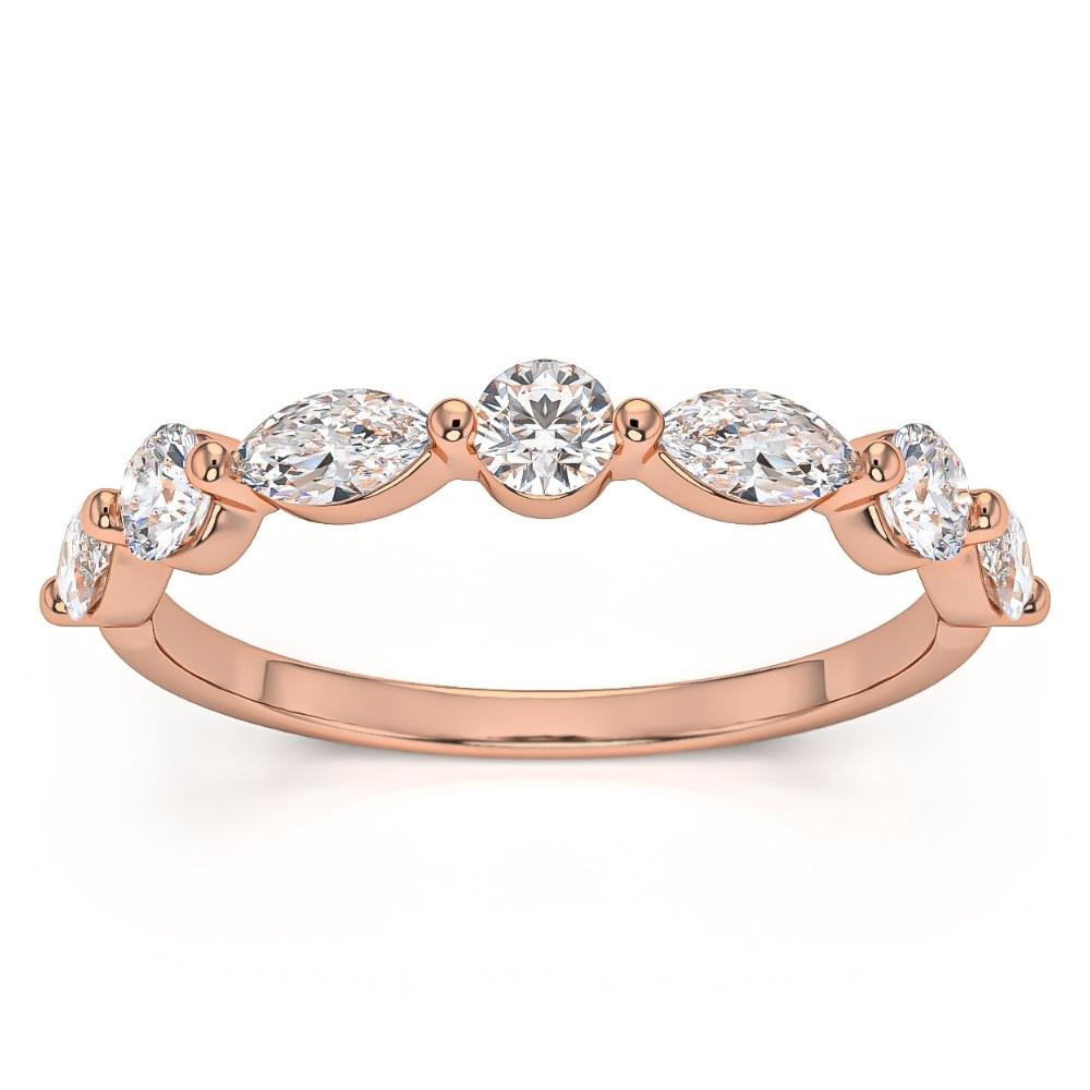 1Ct Marquise & Round Diamond Wedding Ring in White, Yellow, or Rose Gold - Picture 6 of 7