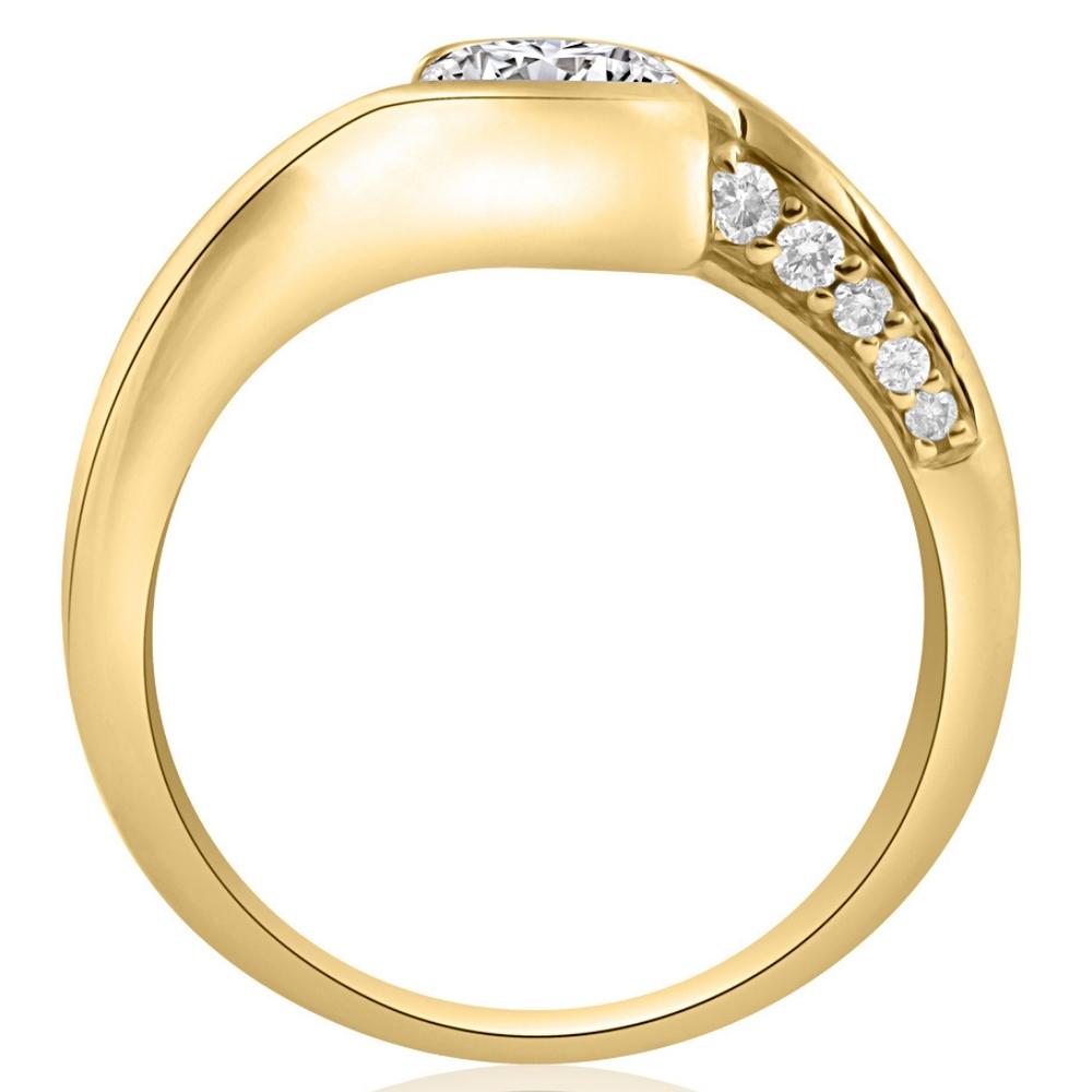 1 1/4Ct Moissanite Bezel Diamond Engagement Ring in 10k White or Yellow Gold - Picture 7 of 7