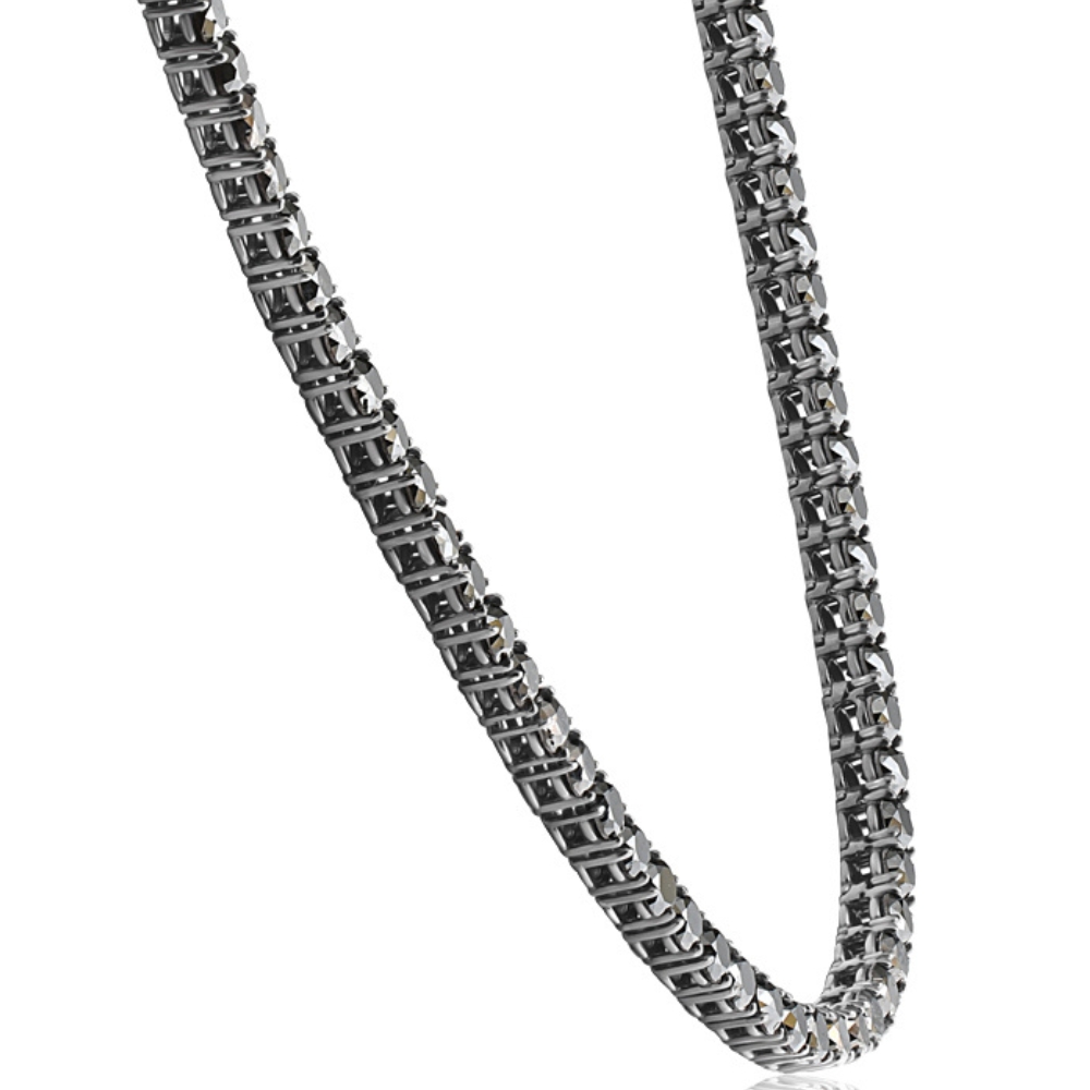 27.88Ct TW Black Diamond Tennis Necklace 18