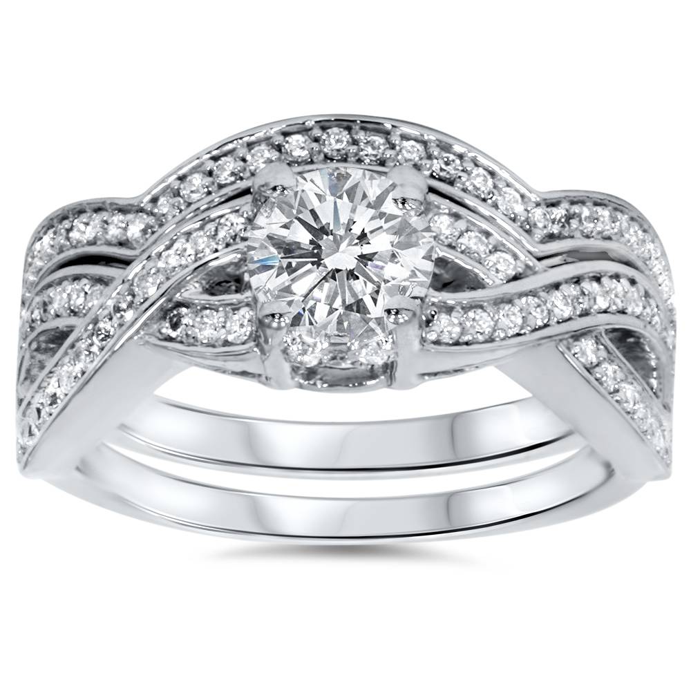 14k White Gold 1/10cttw Diamond 8-8.5mm Black Freshwater Cultured Pear 1⁄10ct Diamond Pave Wide Engagement Wedding Ring Set 14K White Gold