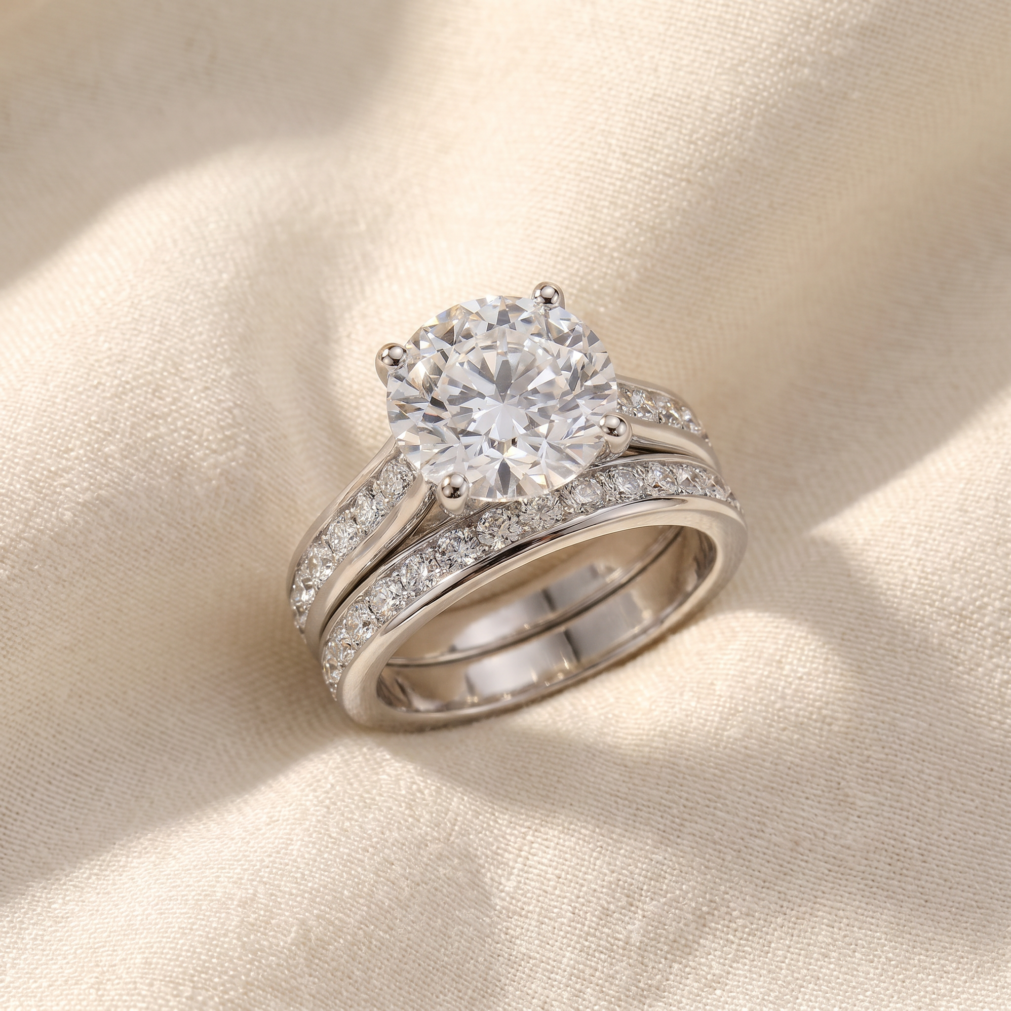 Certified 6Ct Sharon Diamond Engagement Wedding Ring Set Gold Lab Grown
