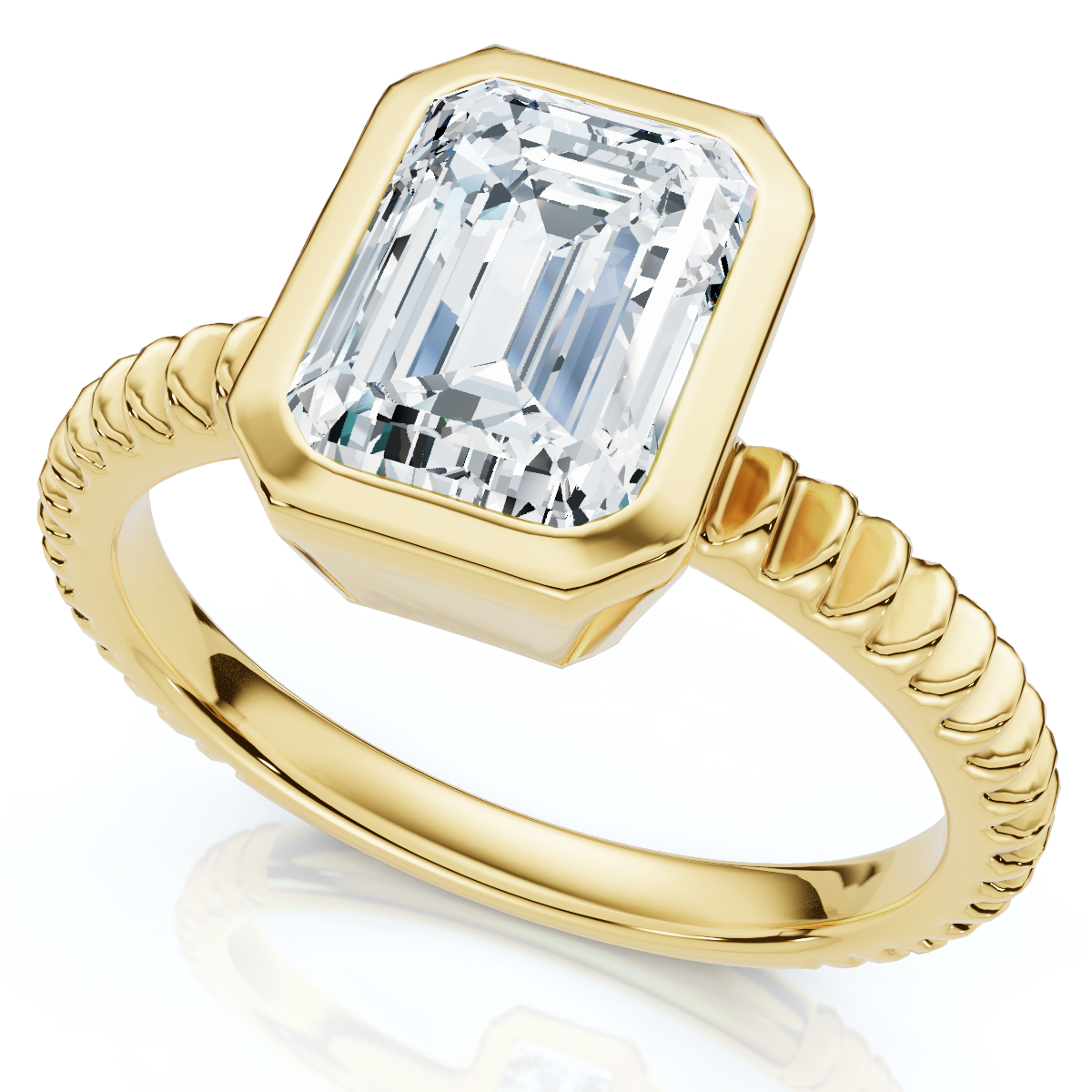 Certified 2 - 6Ct Solitaire Emerald Diamond Bezel Engagement Ring Gold Lab Grown - Picture 12 of 12