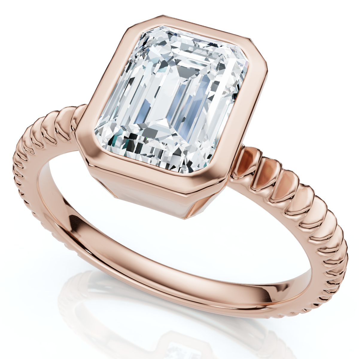 Certified 2 - 6Ct Solitaire Emerald Diamond Bezel Engagement Ring Gold Lab Grown - Picture 6 of 12