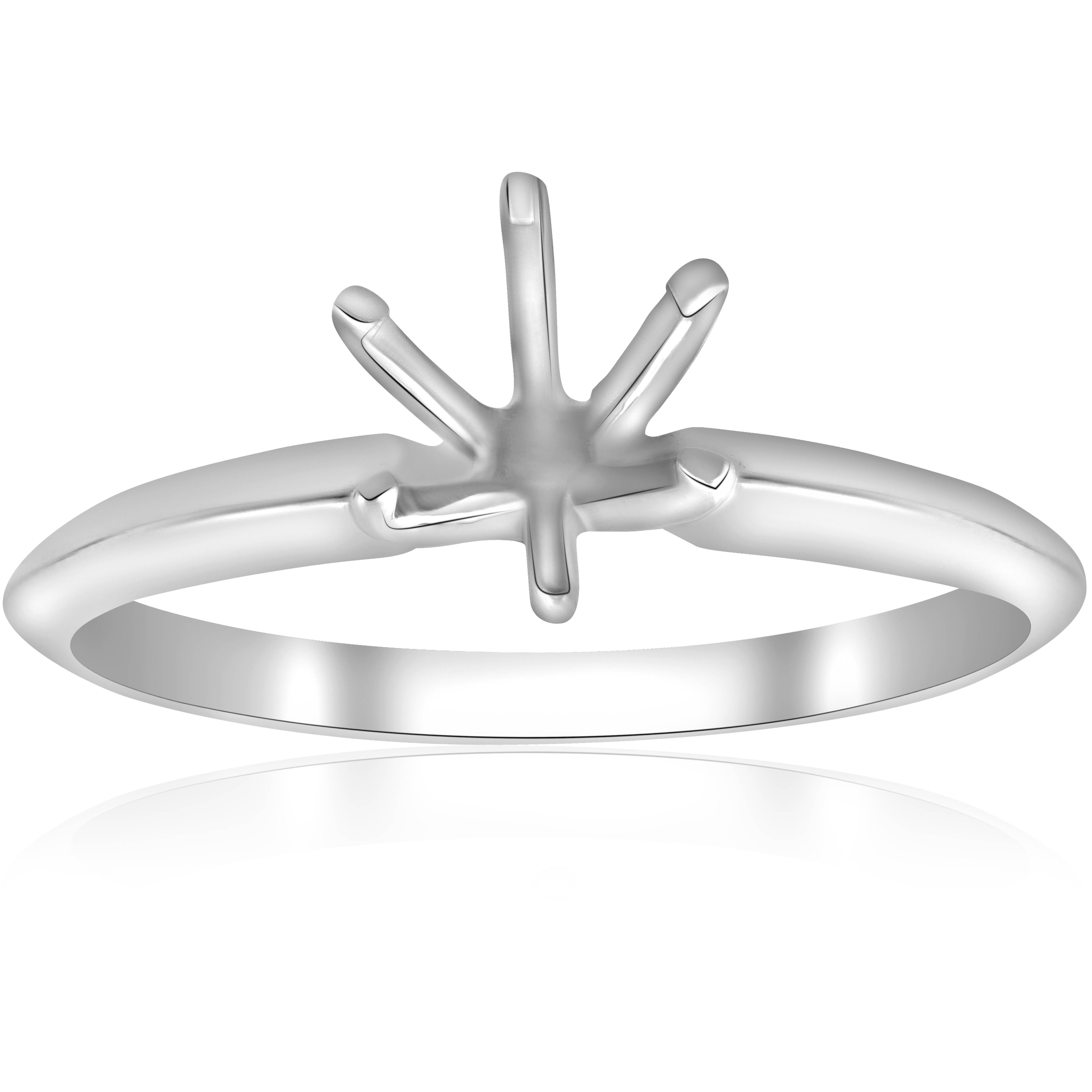 Six Prong Solitaire Engagement Ring Setting 14K White Gold - Picture 6 of 31