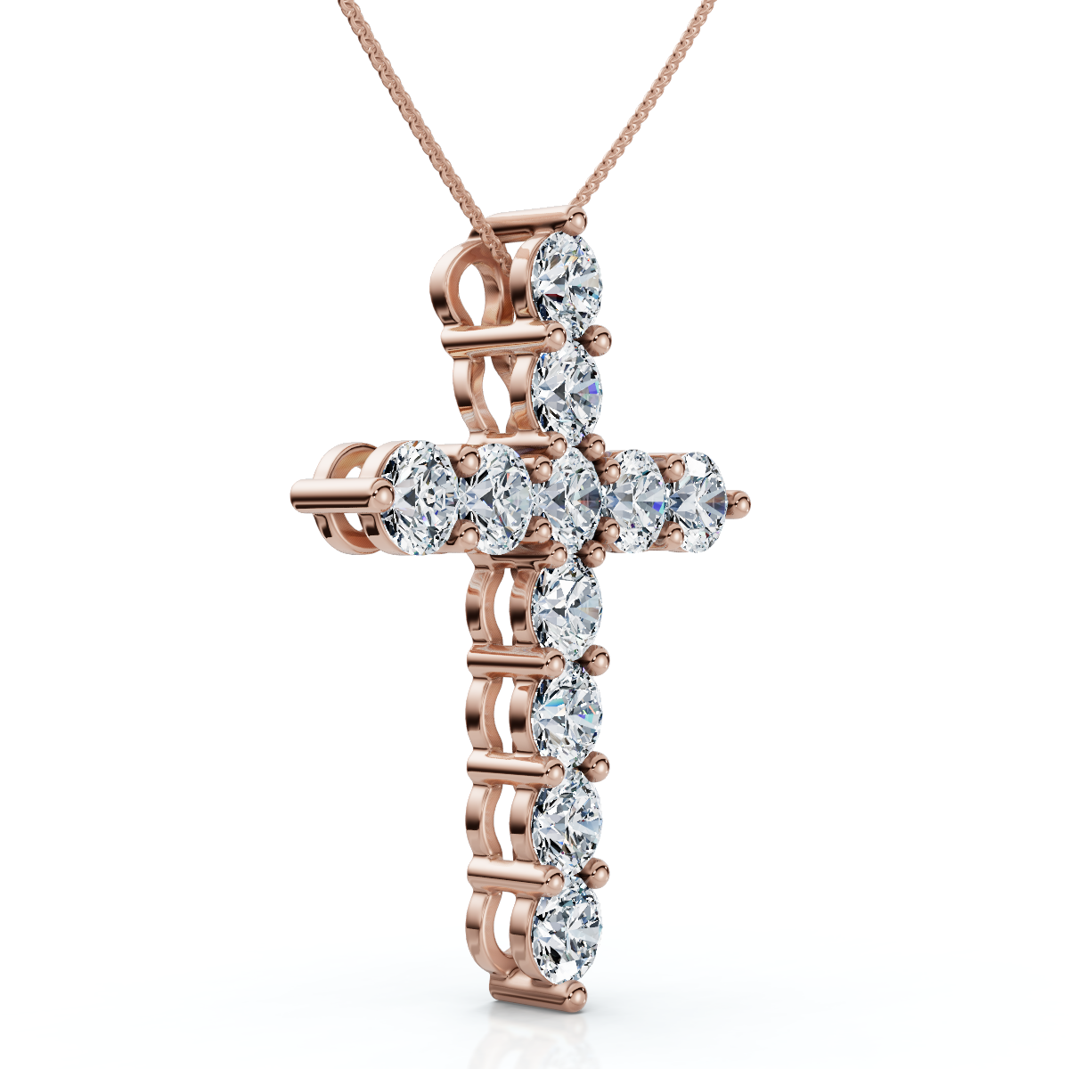 2Ct TW Diamond Cross Women's Necklace 14k Gold Lab Grown 1" Tall - Picture 6 of 10