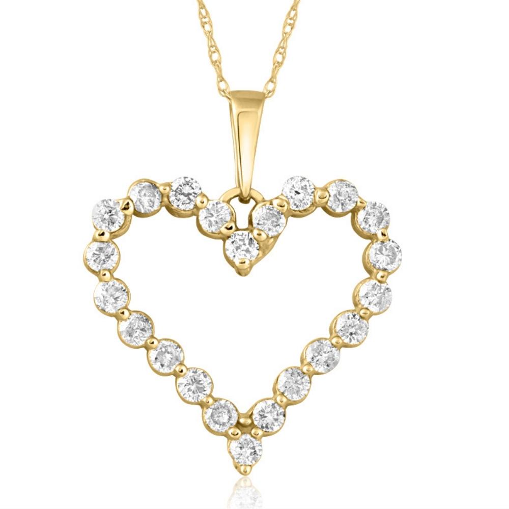 Colgante con corazón de diamantes de 3/4 quilates en oro blanco o amarillo - Imagen 9 de 10