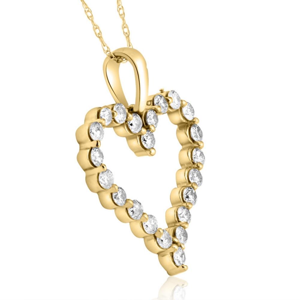 Colgante con corazón de diamantes de 3/4 quilates en oro blanco o amarillo - Imagen 10 de 10