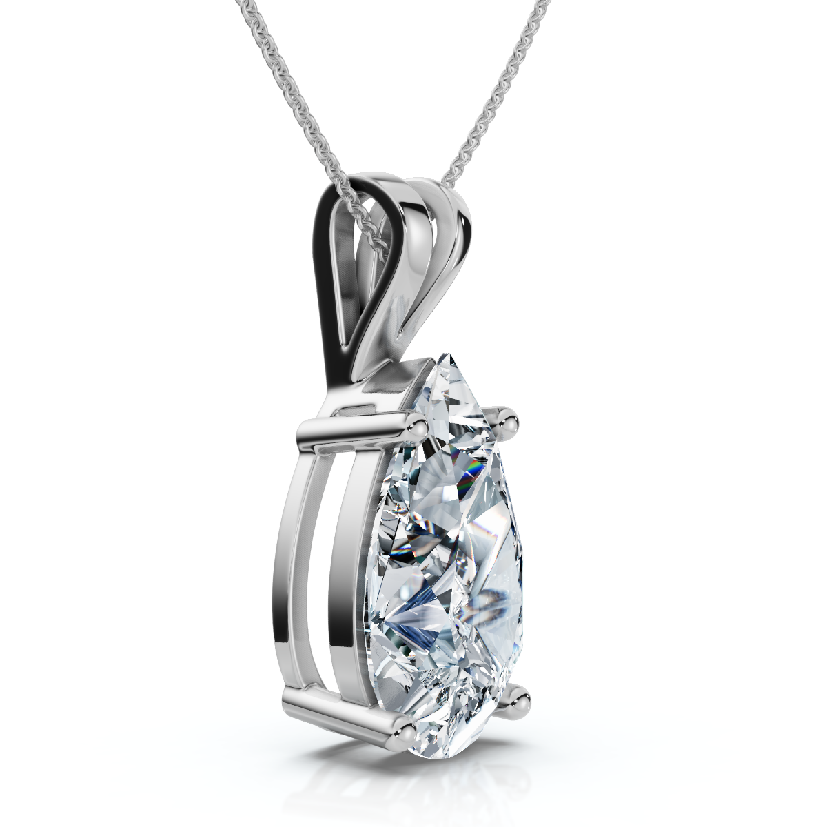 Certified 1 - 4Ct Pear Solitaire Pendant 14k Gold Women's 18" Necklace Lab Grown - Picture 7 of 9