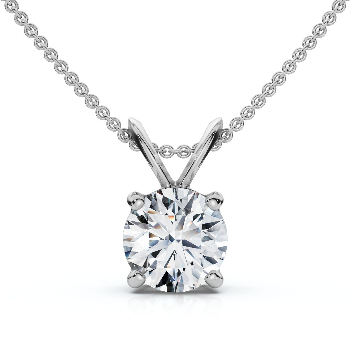 3/4ct Diamond Round Solitaire Pendant 14K White Gold Lab Grown