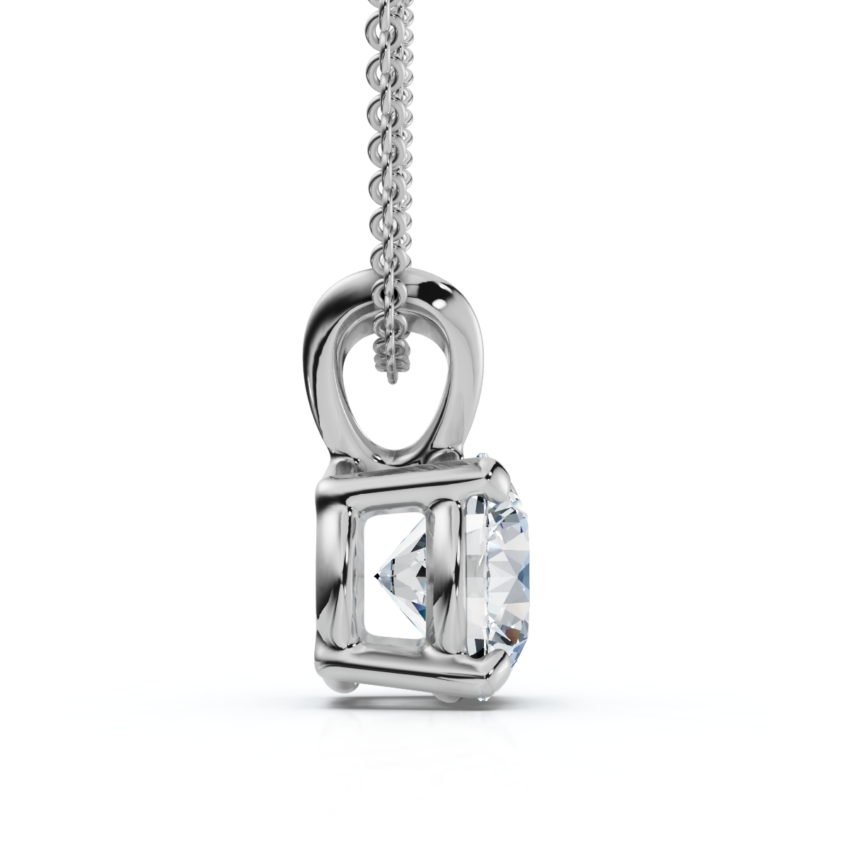 3/4ct Diamond Round Solitaire Pendant 14K White Gold Lab Grown