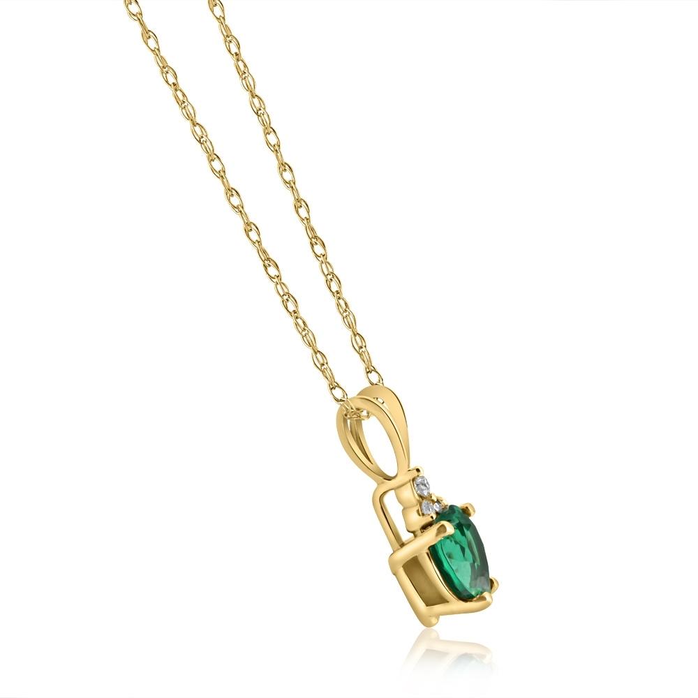 Emerald & Diamond Heart Pendant Necklace in 14k White or Yellow Gold - Picture 10 of 10