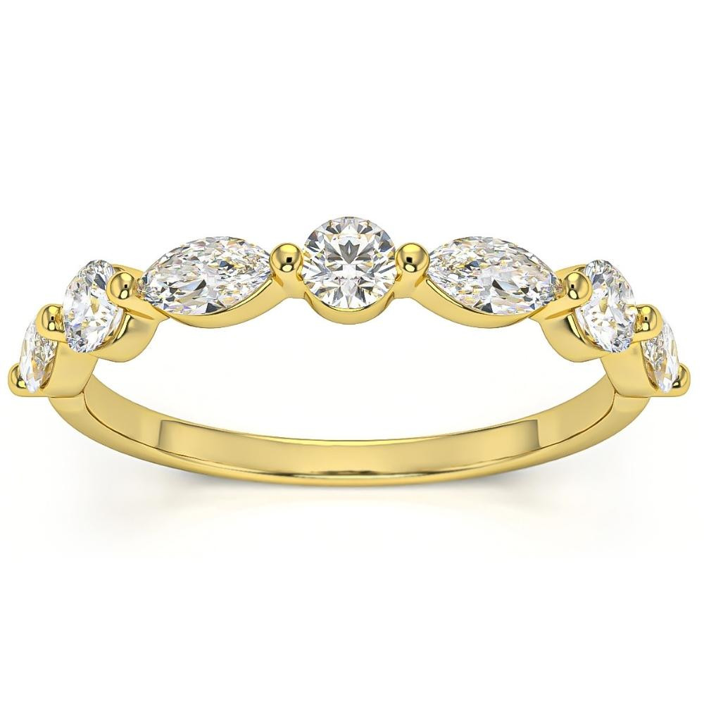 1Ct Marquise & Round Diamond Wedding Ring in White, Yellow, or Rose Gold - Picture 7 of 7