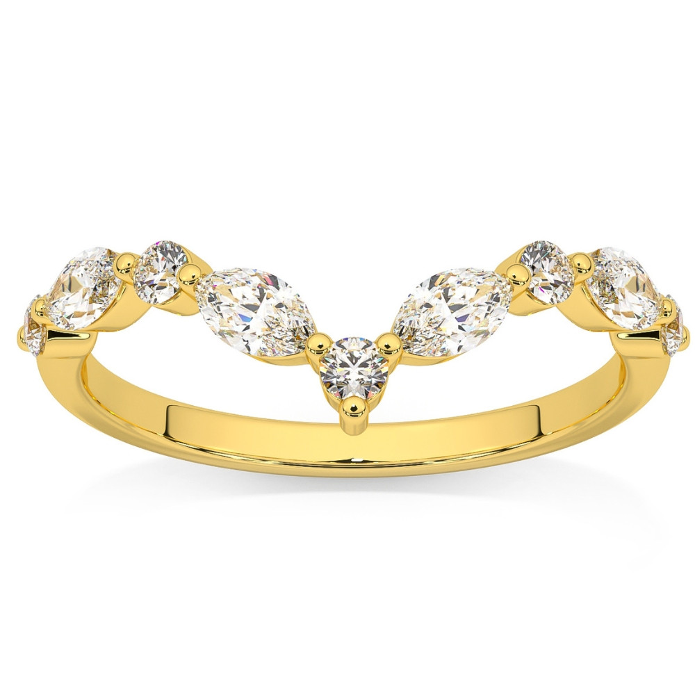 0,60 kt Diamant Schutz Einsatz V Form Marquise Ehering 10 kt Gold Lab Grown - Bild 8 von 8