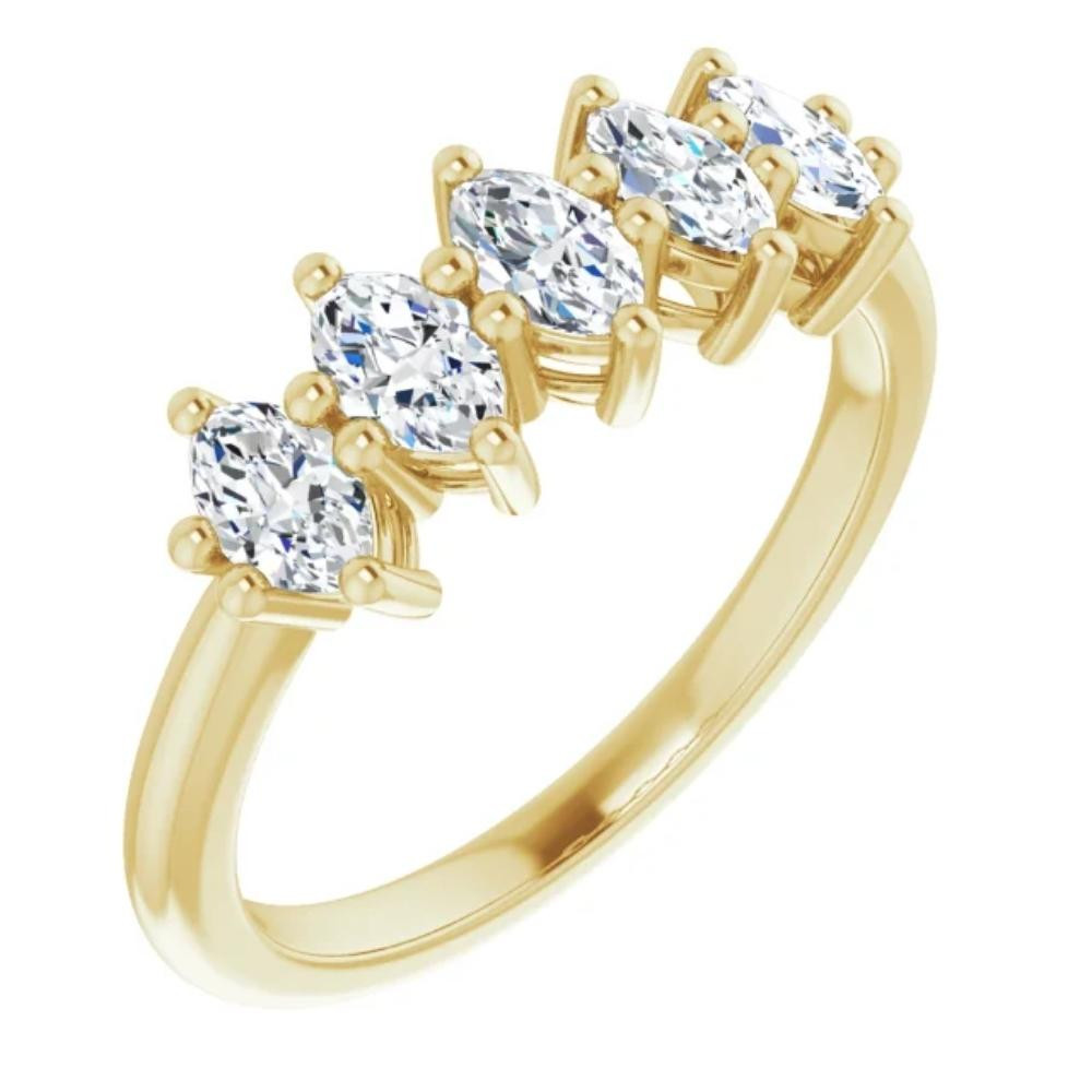 1Ct Five Stone Marquise Diamond Wedding Ring in 14k White or Yellow Gold - Picture 7 of 7