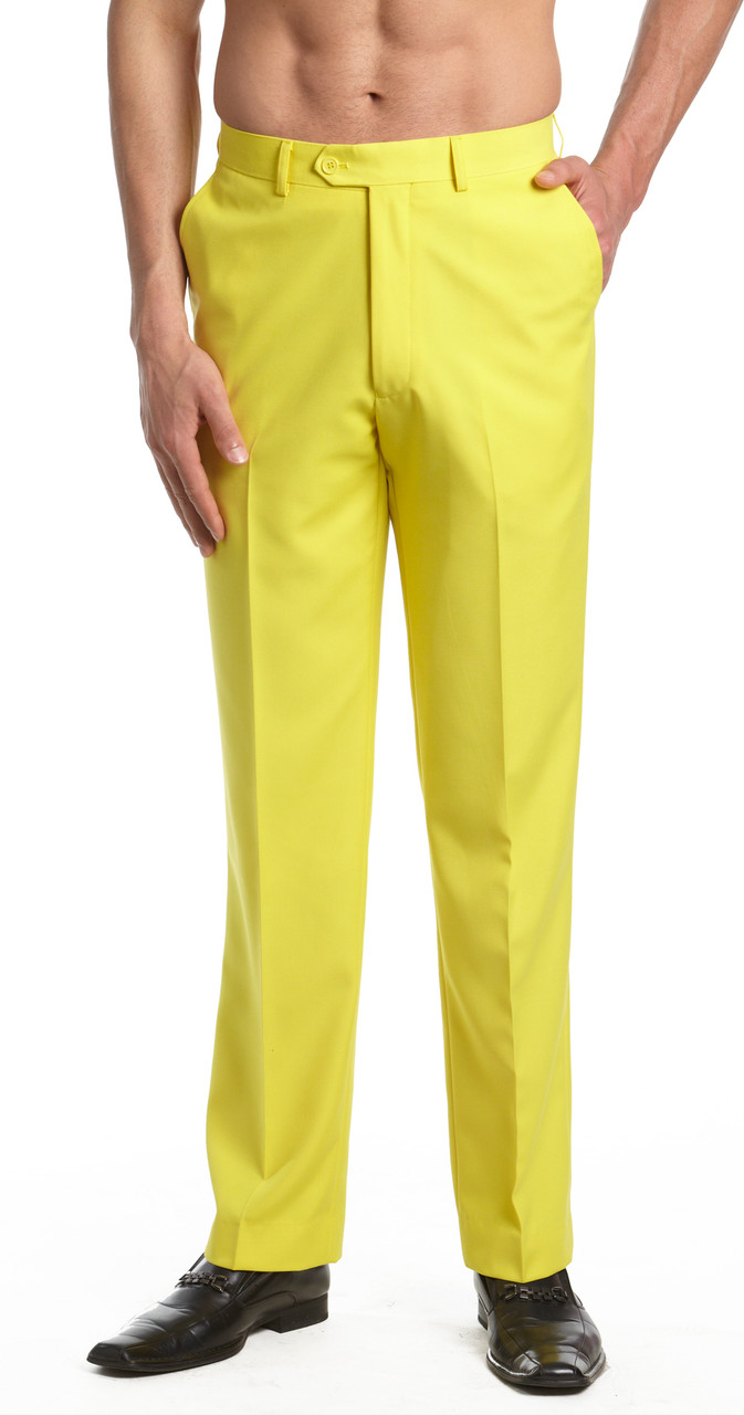CONCITOR Men's TUXEDO Dress Pants Flat Front Satin Band Mens Tux Pant Trousers - Picture 61 of 62