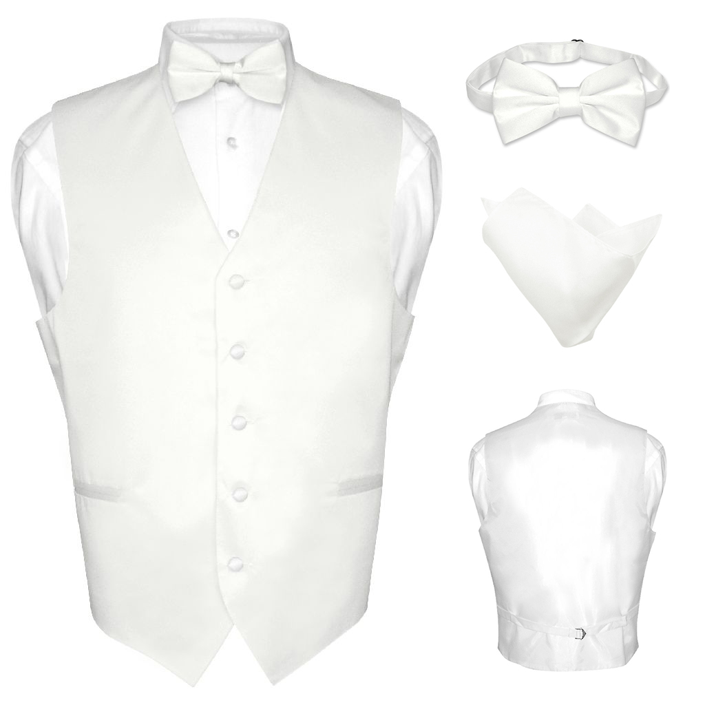Aqua Tuxedo Vest Set For Men - Sizes XS To 6XL With Tie, Bow Tie & Hanky