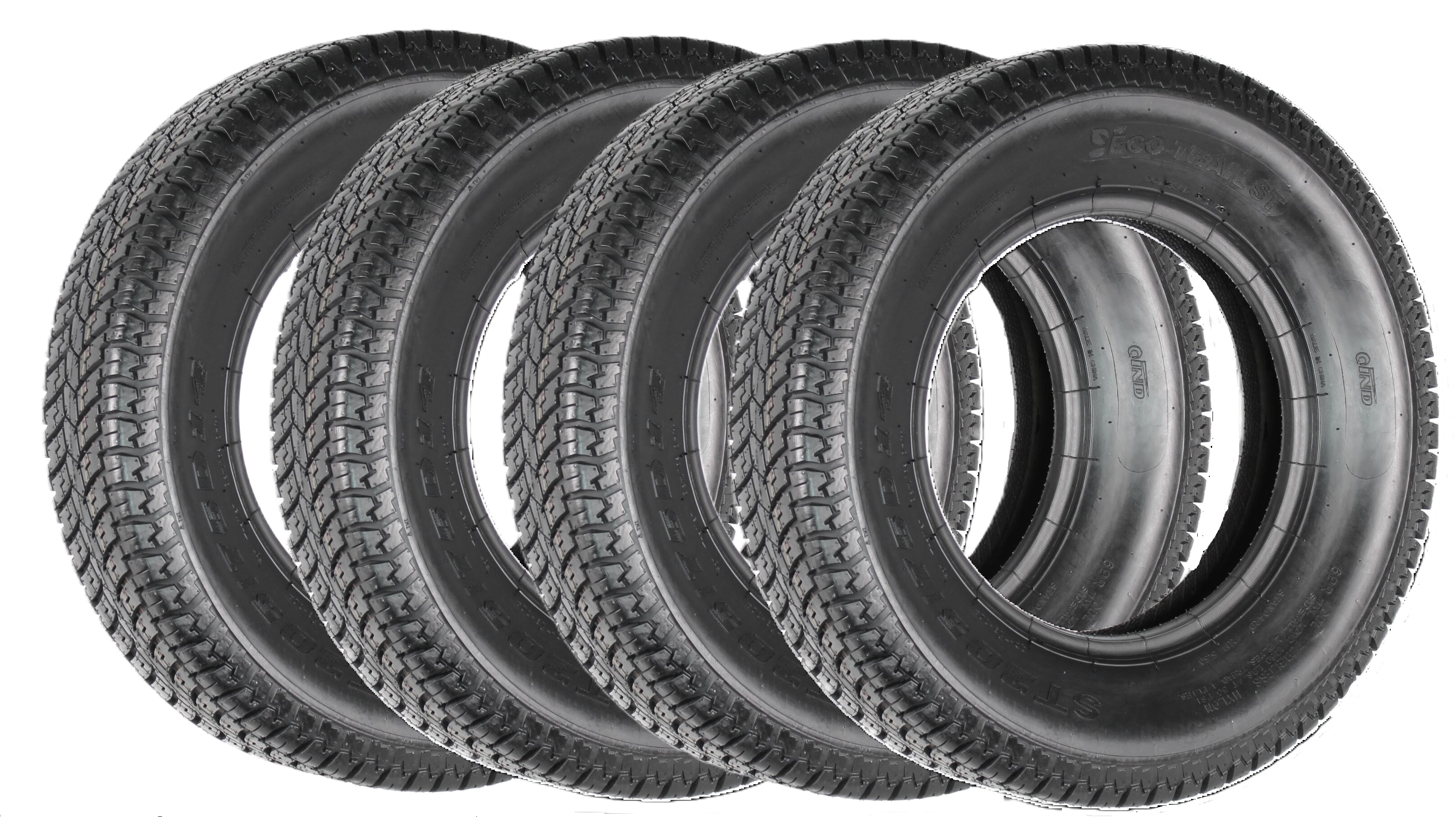 2-Pack ST205/75D15 Trailer Tires & 15 Black Spoke Rims, 6PR