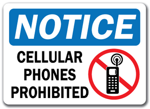有关以下物品的详细资料: notice sign - cellular phones prohibited