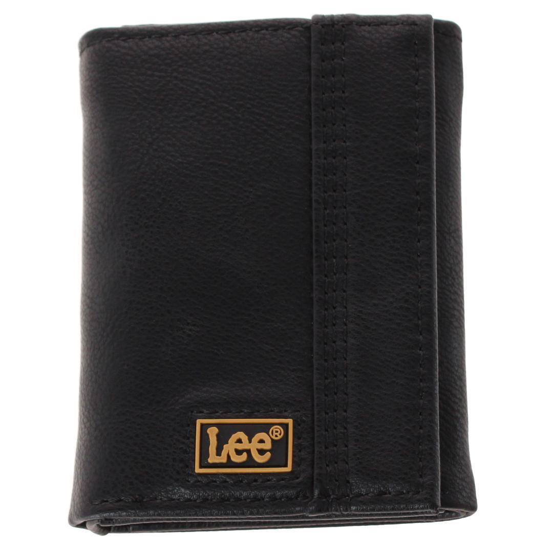 Lee Men's Pebble Grain Trifold Wallet with Logo - Black one size