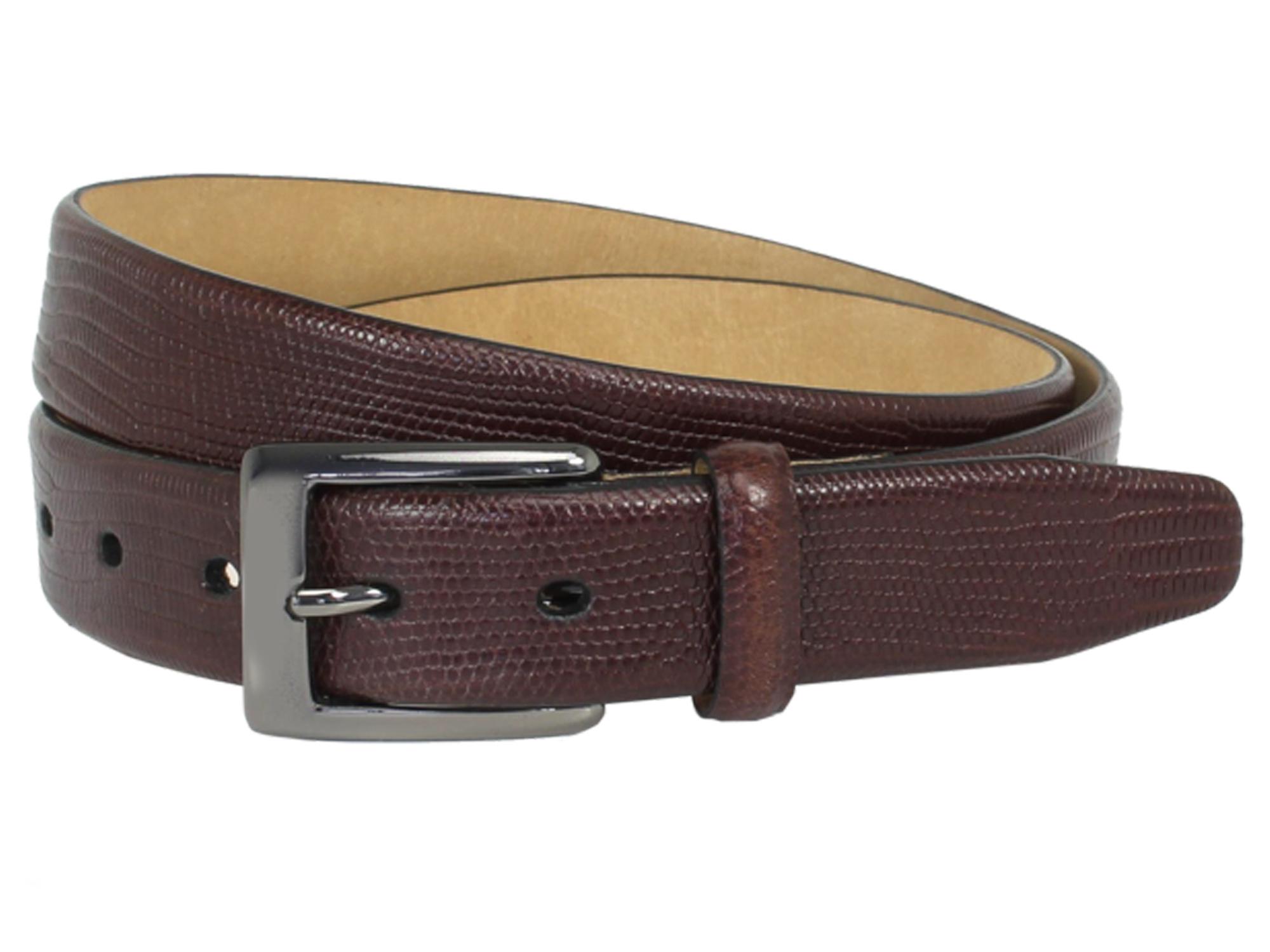 The British Belt Company Burley Italian Leather Belt with Embossed Lizard