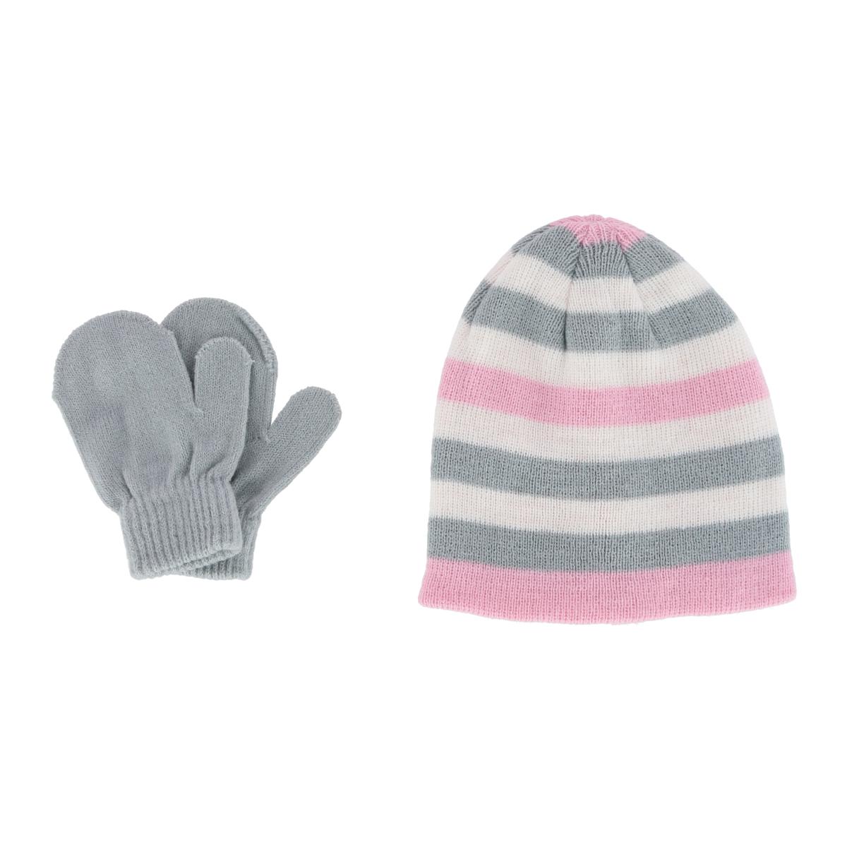 Grand Sierra Girl's 2-4 Striped 2 -Piece Winter Beanie and Mitten Set - Picture 5 of 13