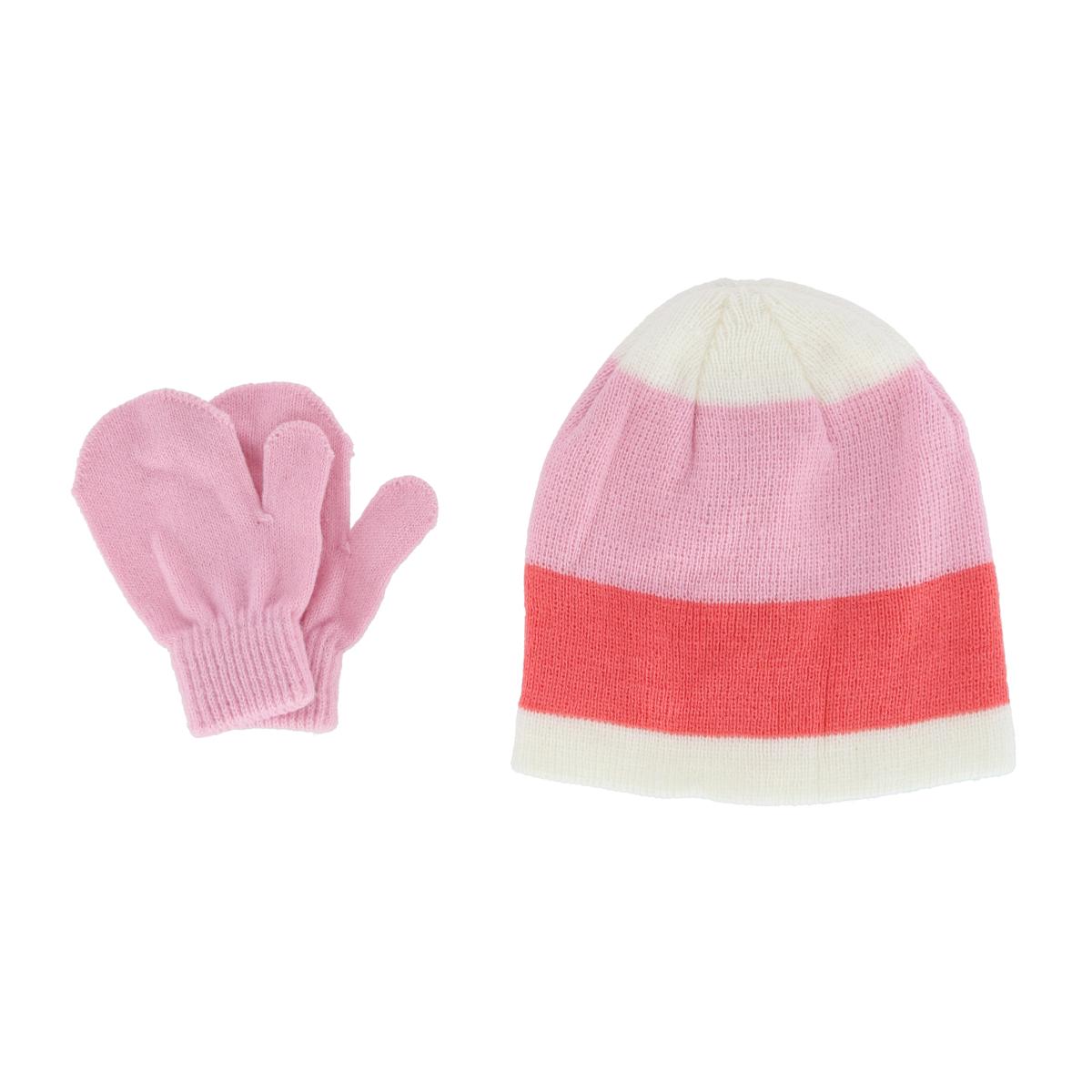 Grand Sierra Girl's 2-4 Striped 2 -Piece Winter Beanie and Mitten Set - Picture 8 of 13