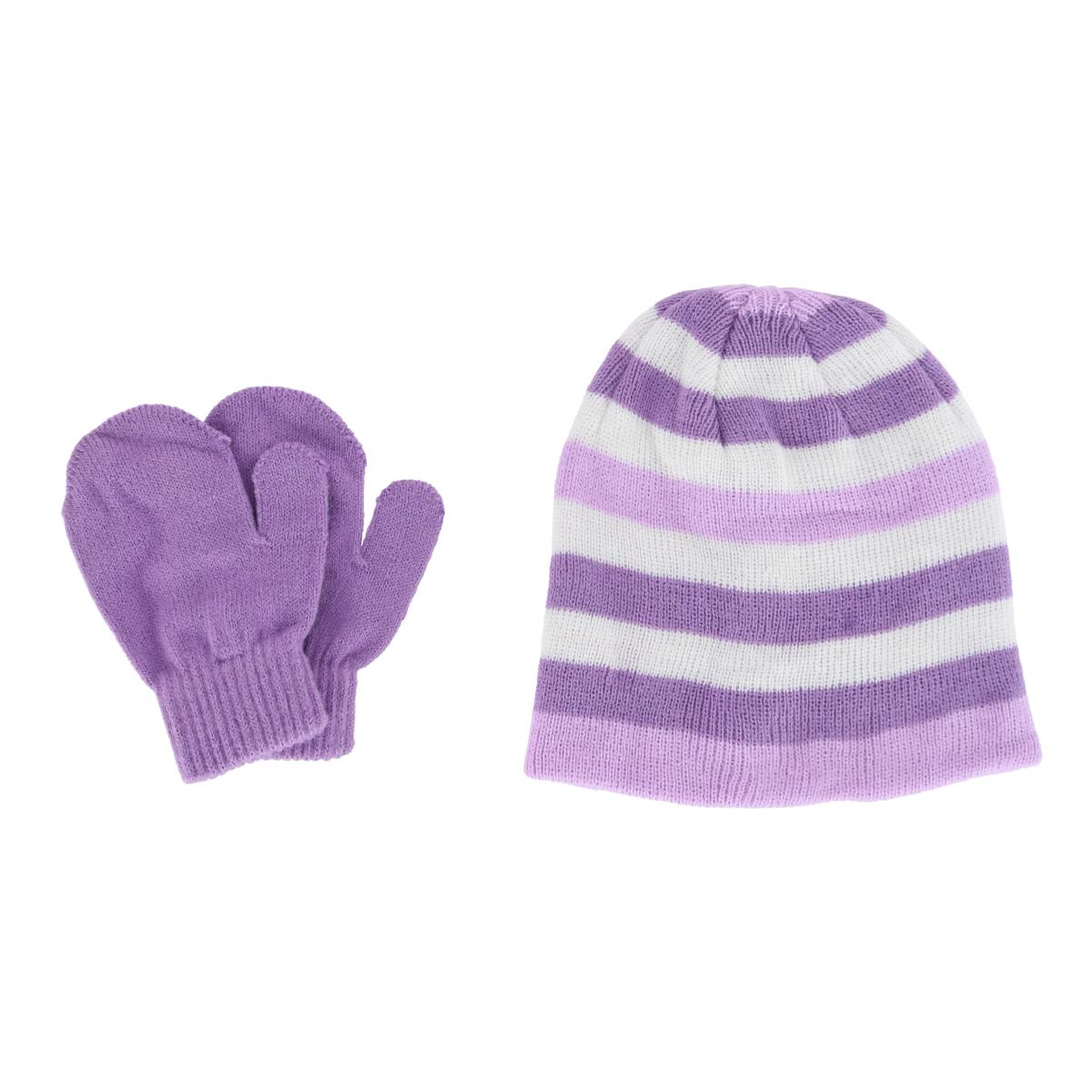 Grand Sierra Girl's 2-4 Striped 2 -Piece Winter Beanie and Mitten Set - Picture 11 of 13