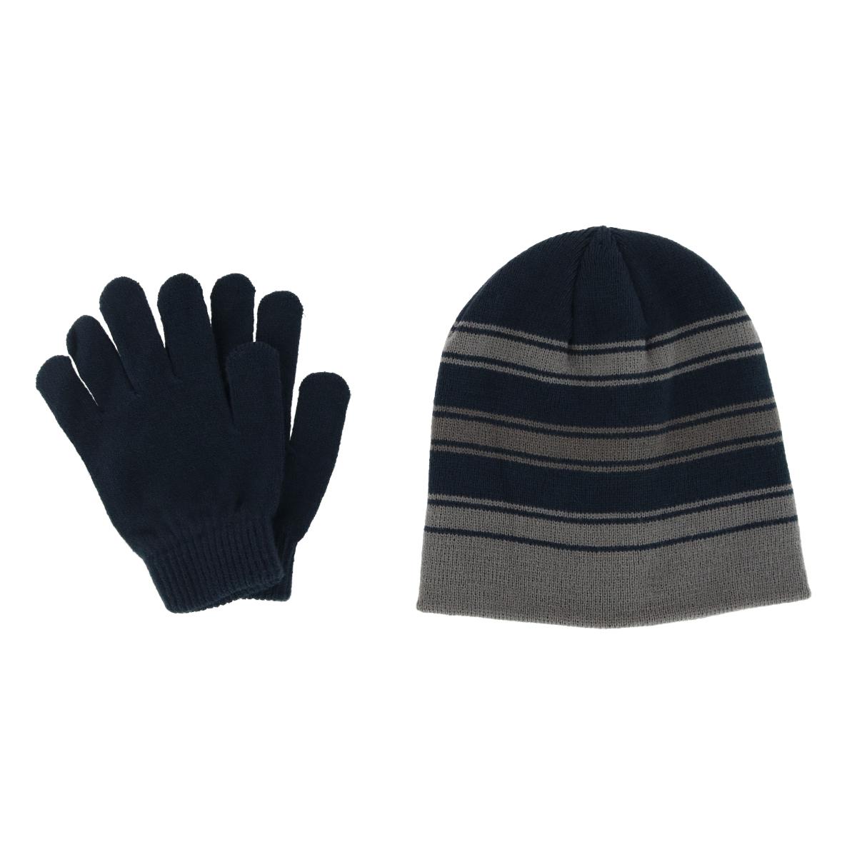 Grand Sierra Kids' 8-12 Striped 2-Piece Winter Beanie and Glove Set - Picture 8 of 13