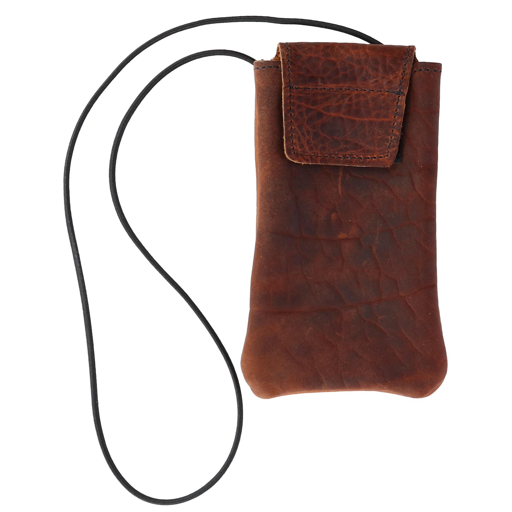Boston Leather Textured Bison Leather Eyeglass Case with Neck String - 24$