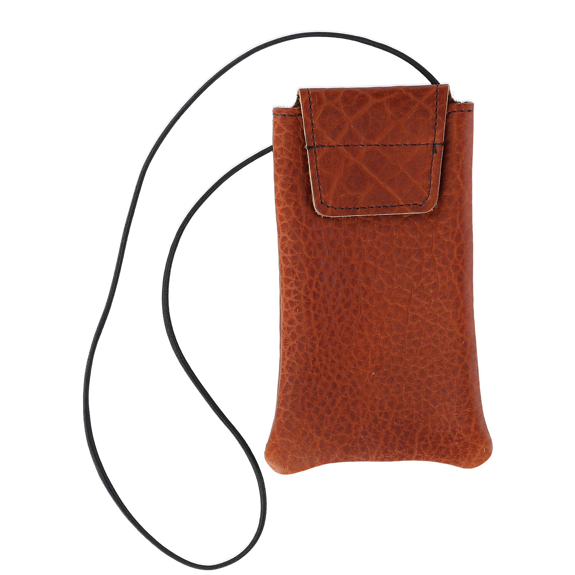 Boston Leather Textured Bison Leather Eyeglass Case with Neck String - 24$