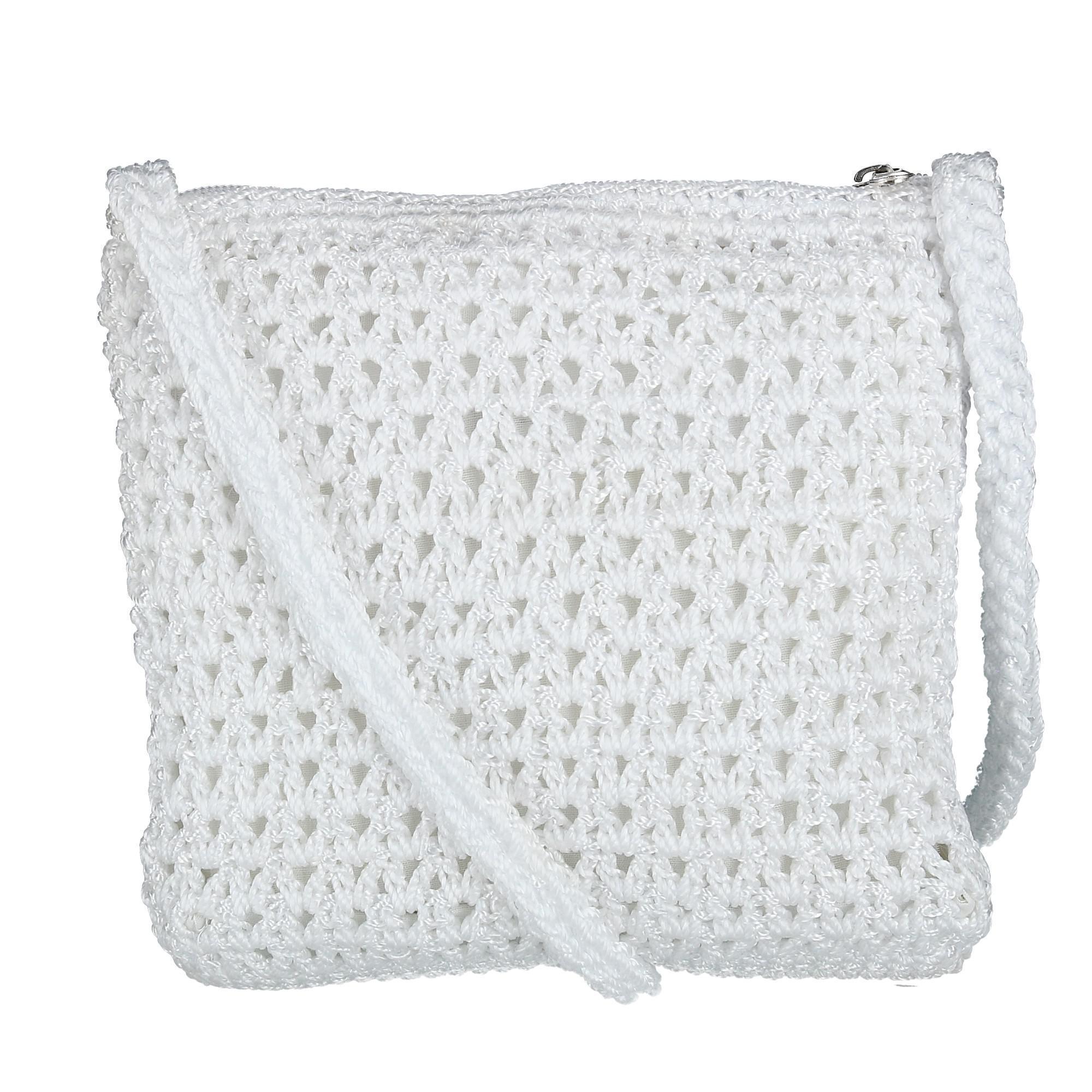CTM Women's Crochet Crossbody Handbag - White one size