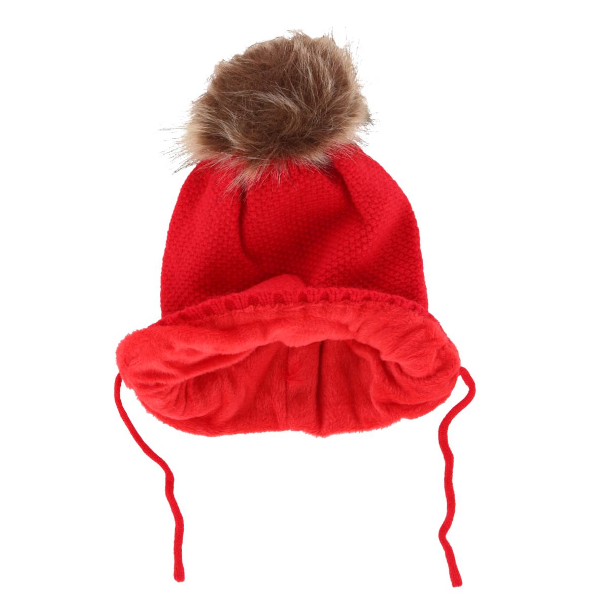 CTM Girl's One Size Fits Most Knit Winter Beanie with Pom Bow and Ear Flaps - Picture 9 of 13