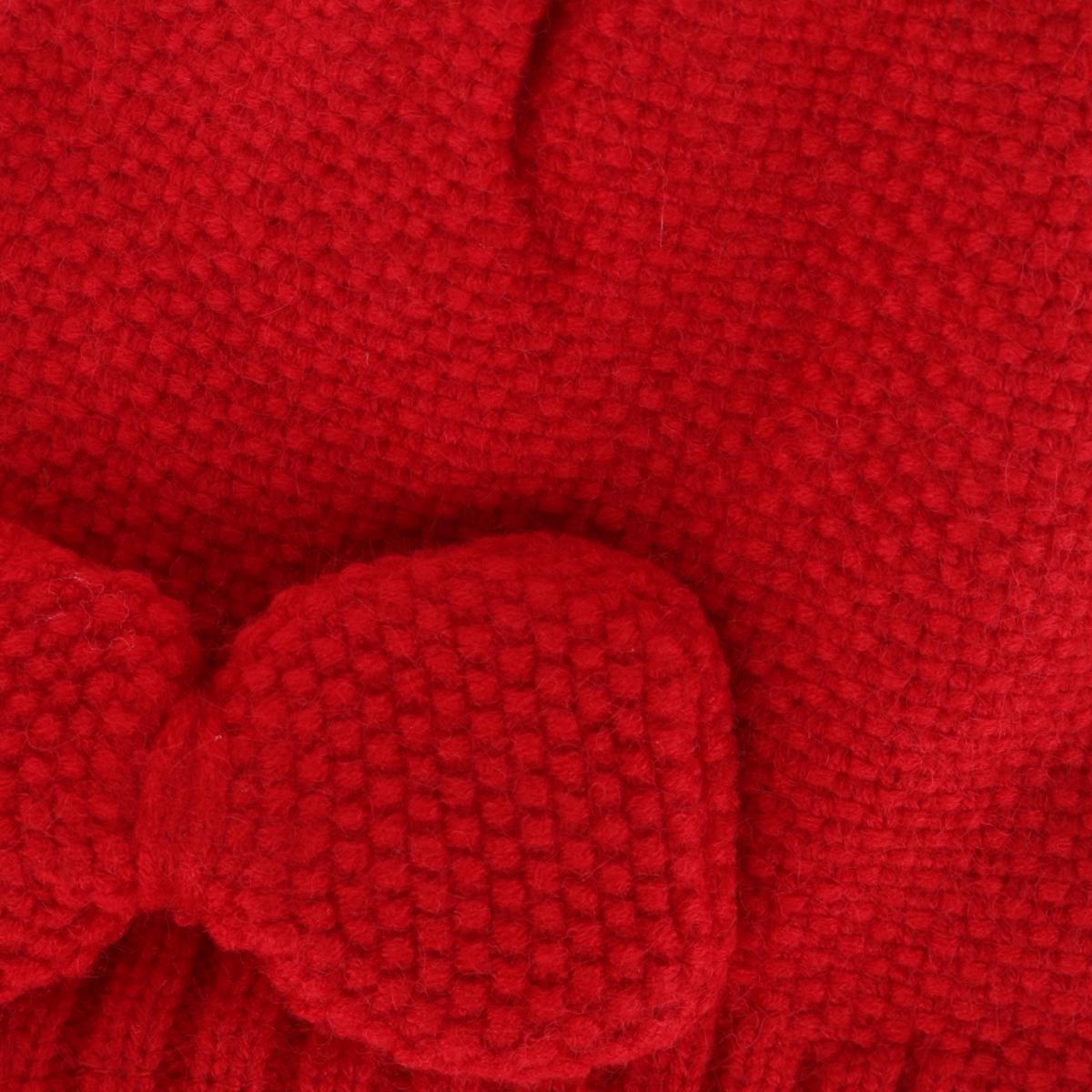 CTM Girl's One Size Fits Most Knit Winter Beanie with Pom Bow and Ear Flaps - Picture 10 of 13