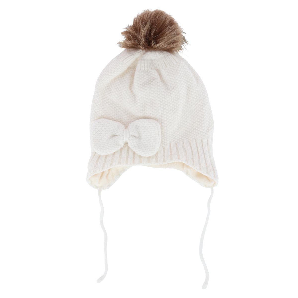 CTM Girl's One Size Fits Most Knit Winter Beanie with Pom Bow and Ear Flaps - Picture 11 of 13