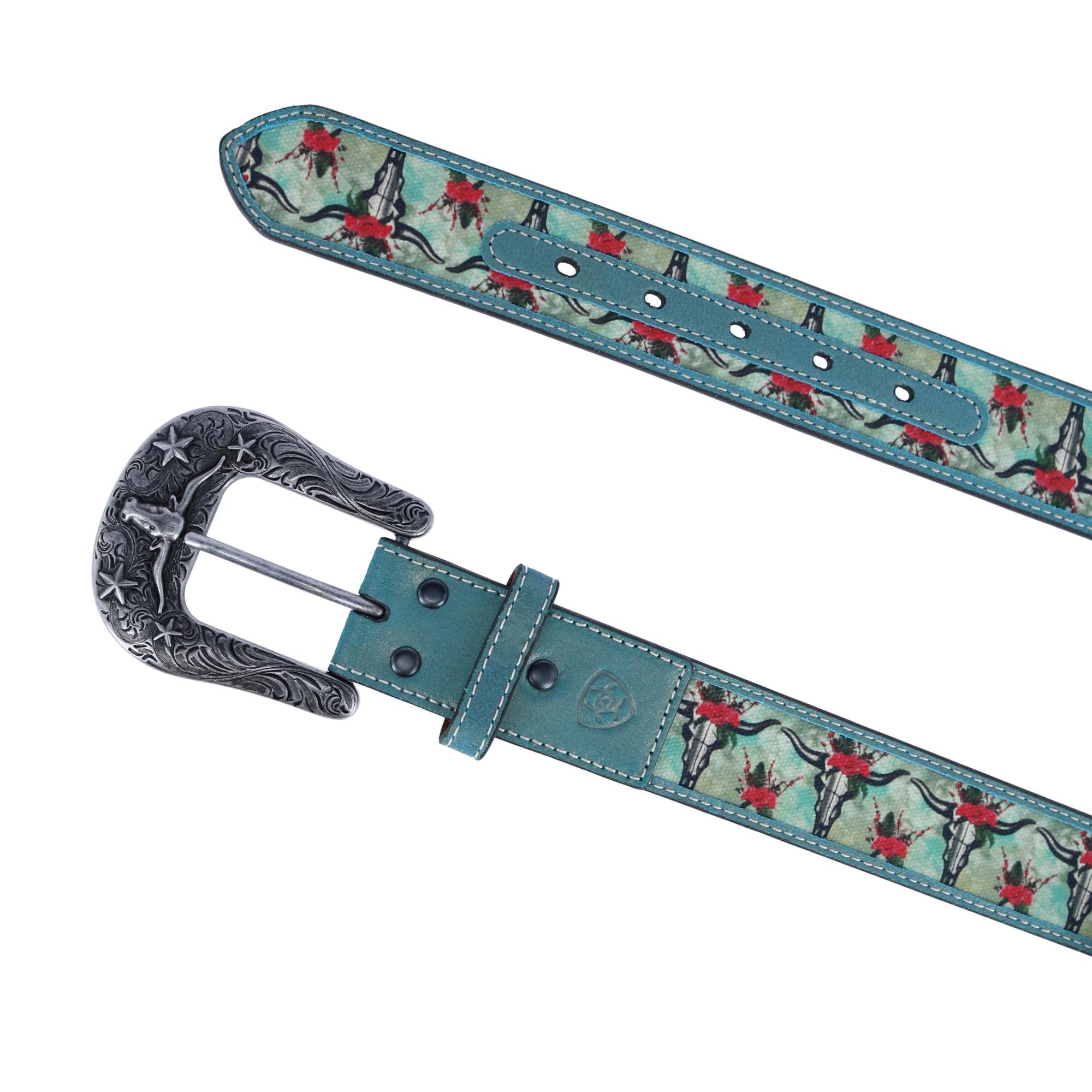 Ariat Women's Longhorn Floral Print Western Belt - Picture 4 of 8