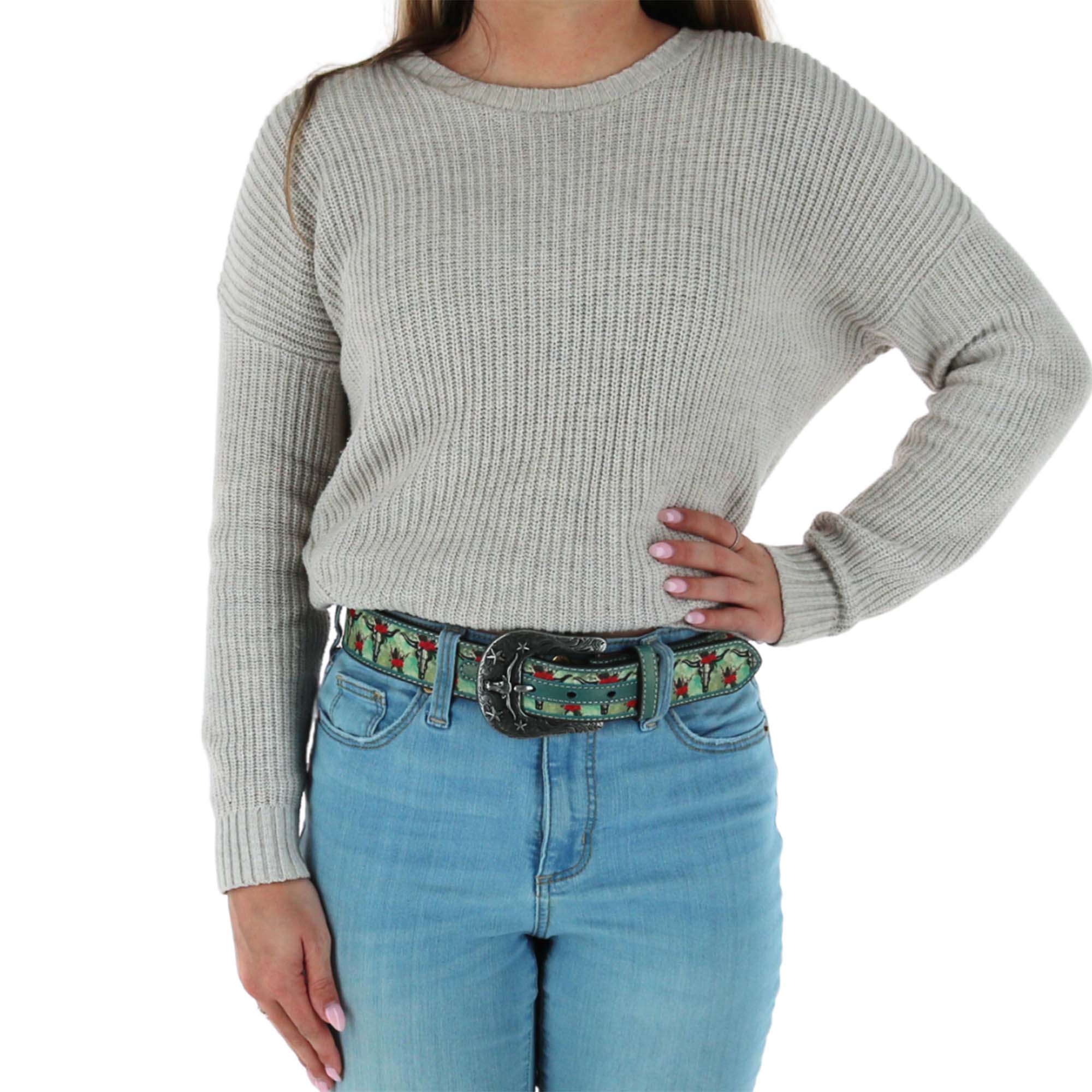 Ariat Women's Longhorn Floral Print Western Belt - Picture 5 of 8