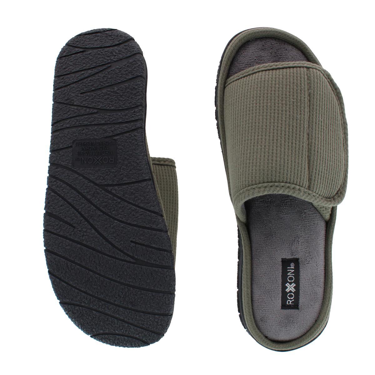 CTM Men's Supportive Open Toe Hook and Loop Slide Slippers - Picture 8 of 11