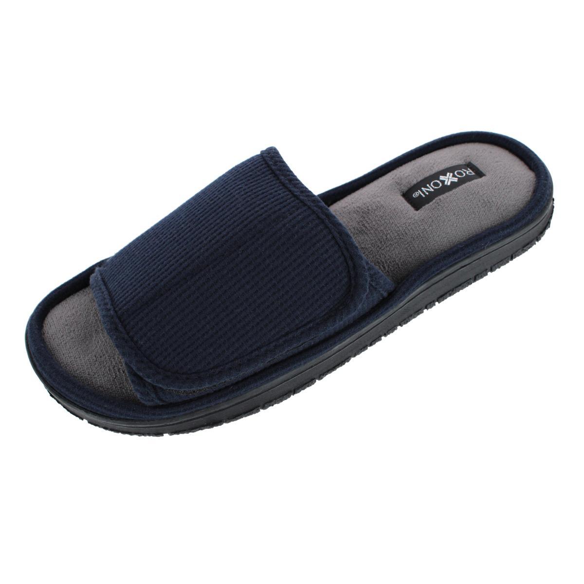 CTM Men's Supportive Open Toe Hook and Loop Slide Slippers - Picture 10 of 11