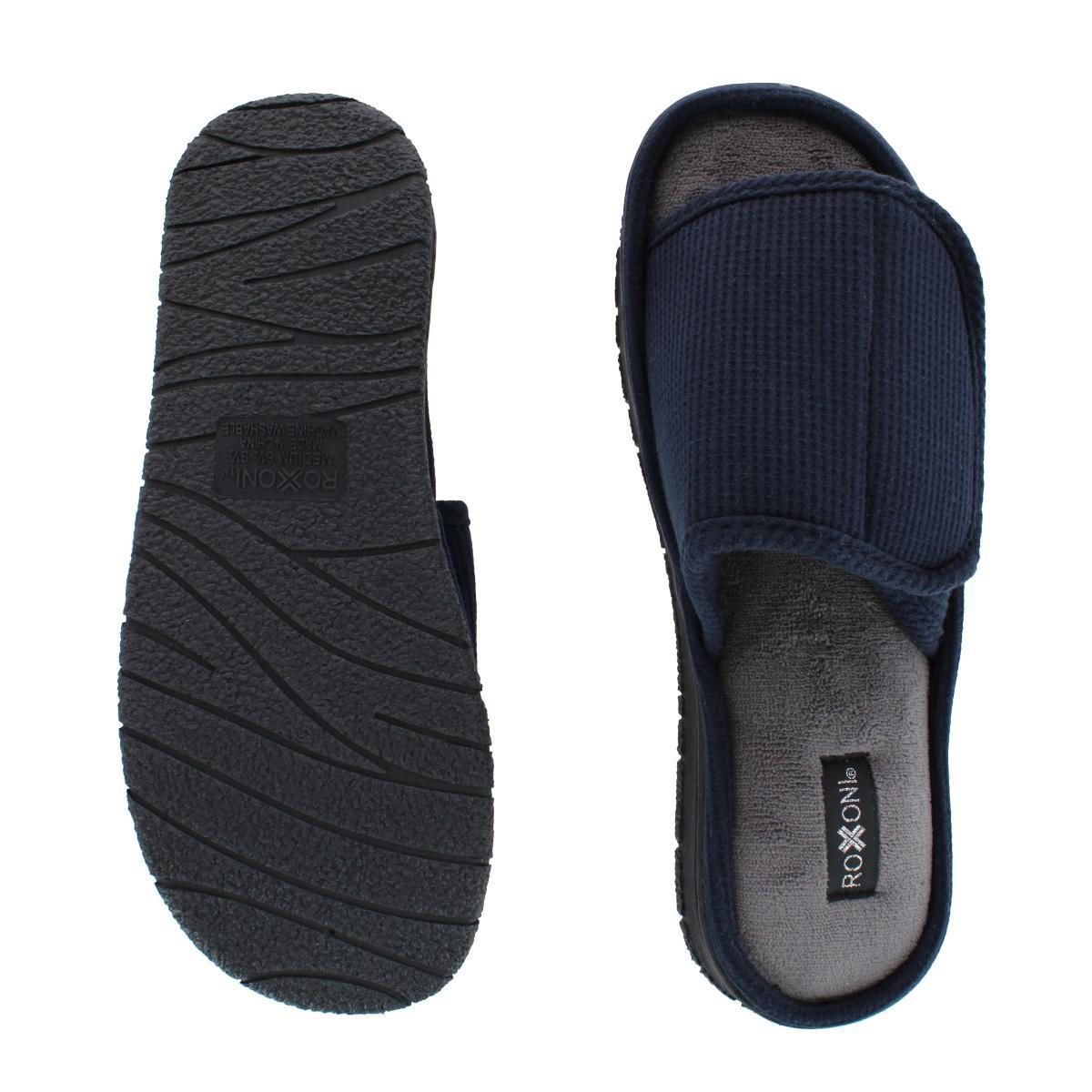 CTM Men's Supportive Open Toe Hook and Loop Slide Slippers - Picture 11 of 11