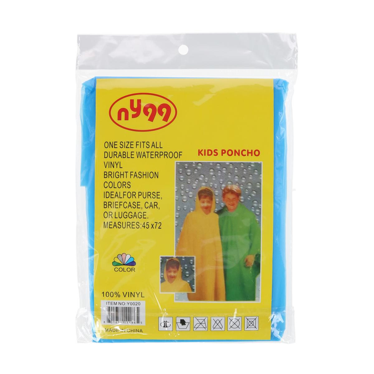 CTM Kids' Vinyl One Size Fits Most Waterproof Rain Poncho - Picture 3 of 7