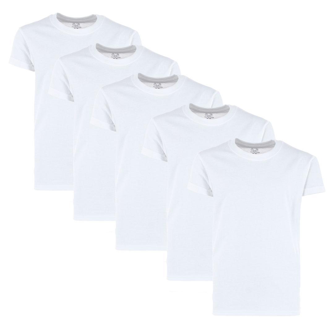 Fruit of the Loom Boy's White Crew T-Shirt (5 Pack) - White XL