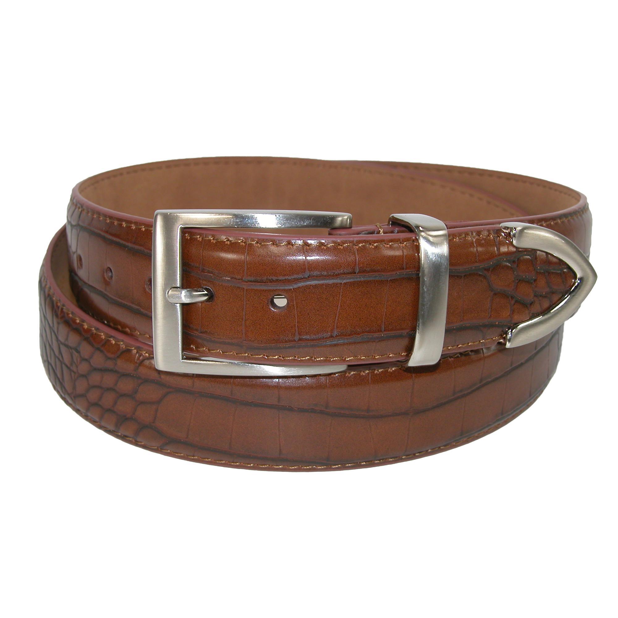 PGA TOUR Men's Croco Print 3 Piece Leather Belt