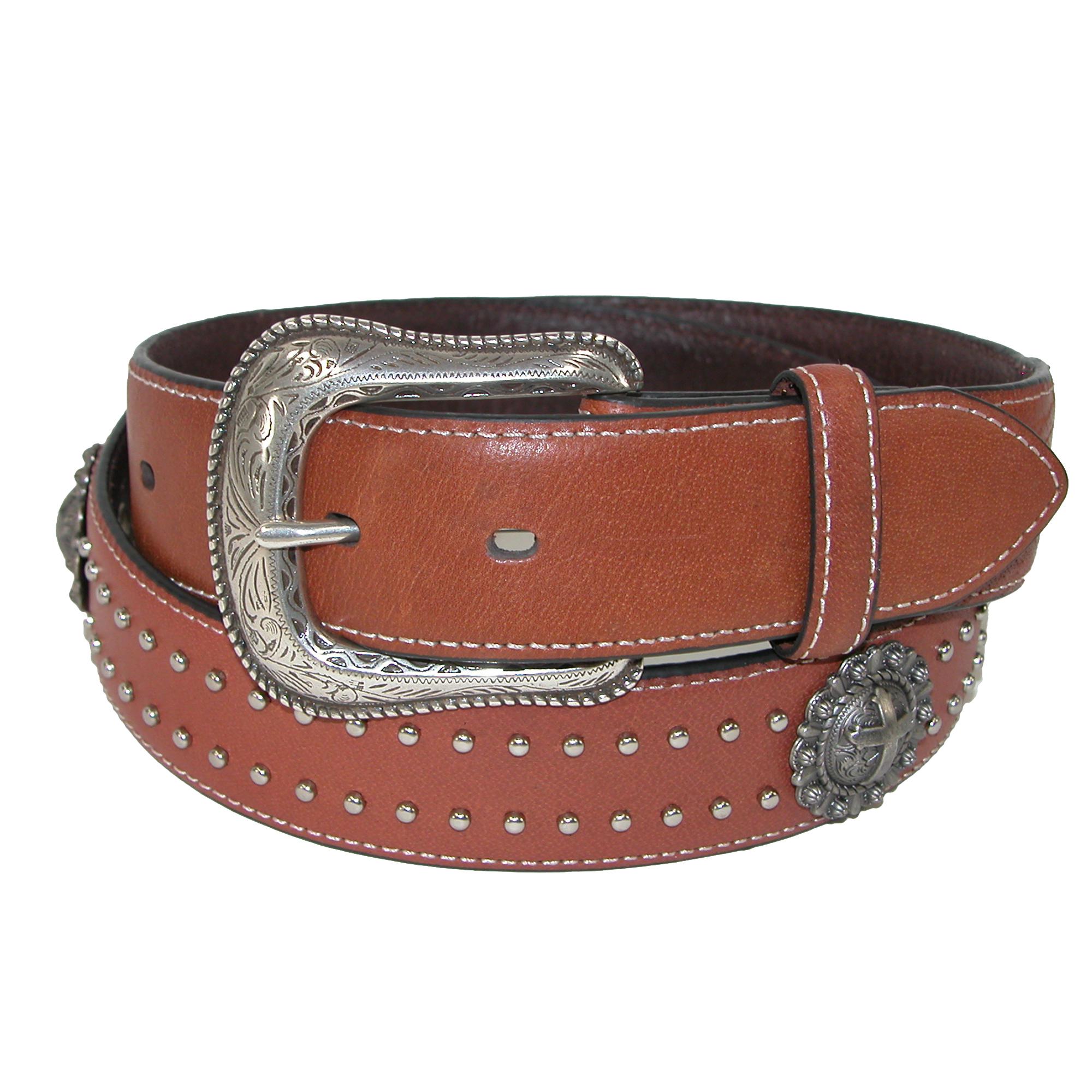 Roper Men's Leather 38mm Belt with Cross Choncos