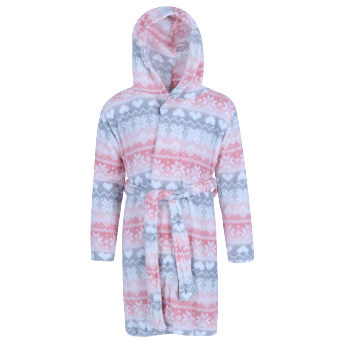 Rene Rofe Girls Fair Isle Ultra Fleece Hooded Robe