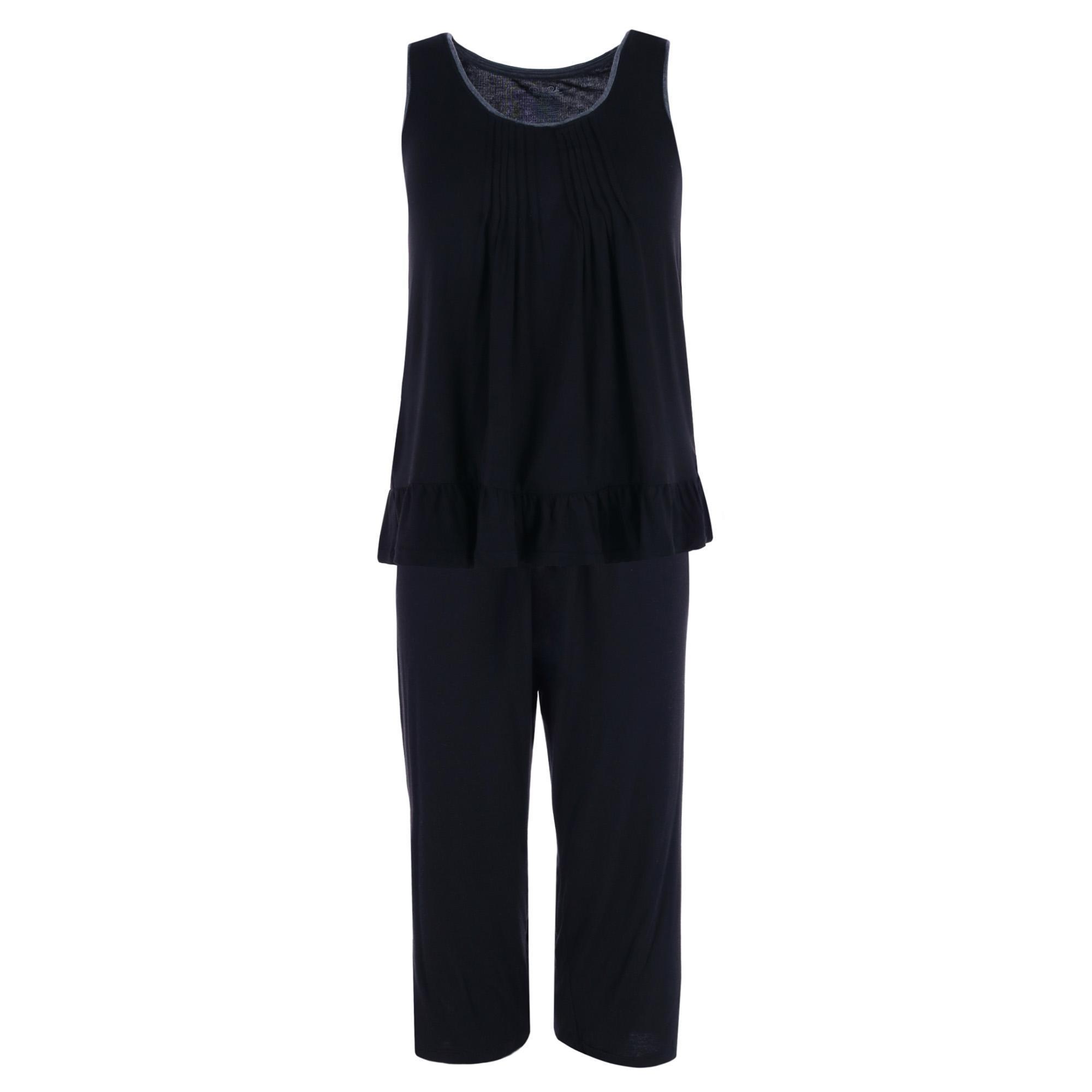 Rene Rofe Women's Solid Tank and Capri Lounge Pajama Set