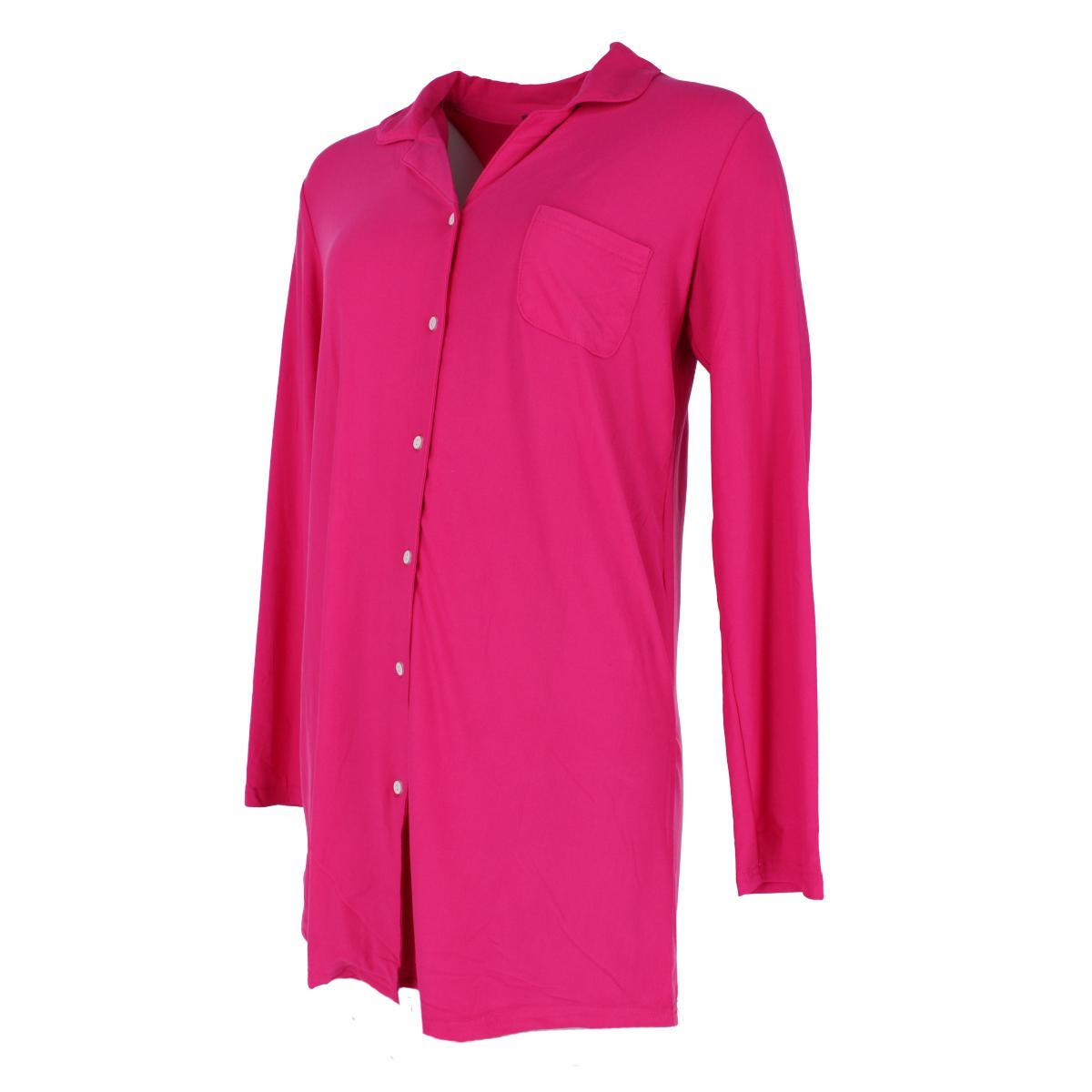 Not a Morning Person Women's Solid Button Down Long Sleeve Night Shirt - Picture 4 of 14