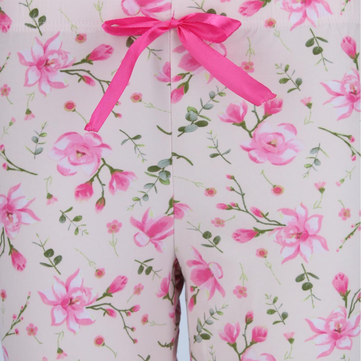 New Elegant Emily Women's Floral Polysuede Open Bottom Pajama Pants - Picture 8 of 11